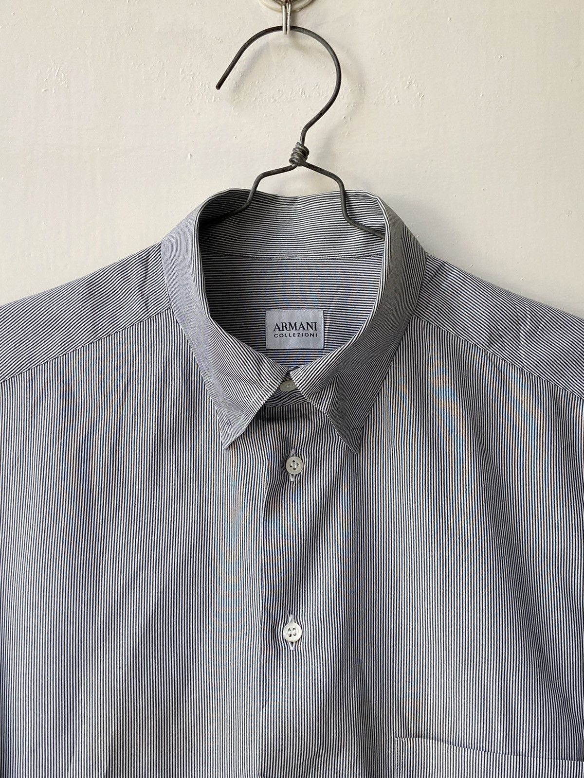 Armani Collezioni ARMANI COLLEZIONI Grey Striped Shirt Size US L / EU 52-54 / 3 - 13 Thumbnail