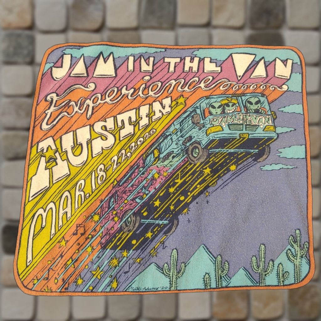 Vintage VINTAGE Jam In The Van Shirt L Blue 2020 Austin Jam Bands Mens Graphic T-Shirt Size US L / EU 52-54 / 3 - 1 Thumbnail