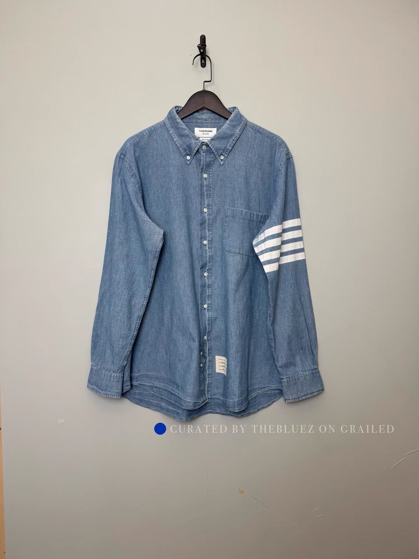 Thom Browne Classic Blue Denim 4-Bar Button-Up Shirt Size US XXL / EU 58 / 5 - 1 Thumbnail