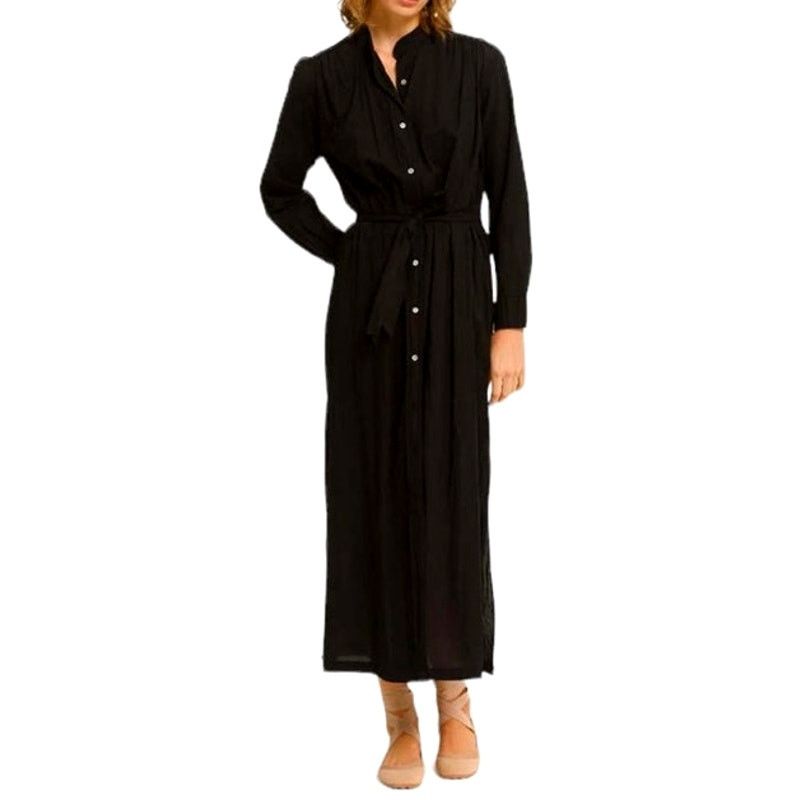 image of Cali Dreaming Medium Black Long Sleeve Button Up Shirt Dress, Women's