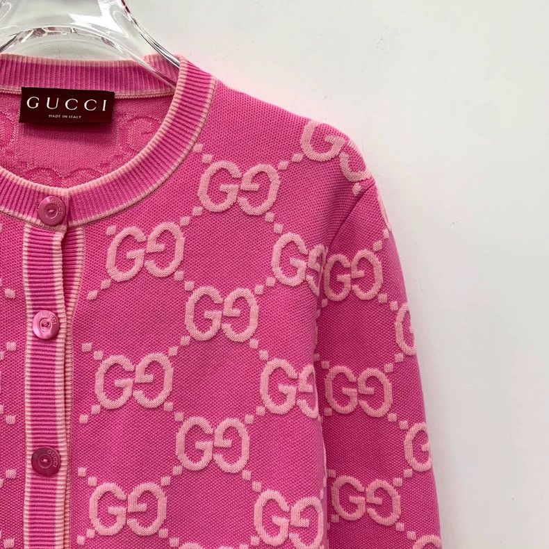 Other Gucci Pink logo jacquad cotton round-neck single-breasted Size M / US 6-8 / IT 42-44 - 3 Thumbnail