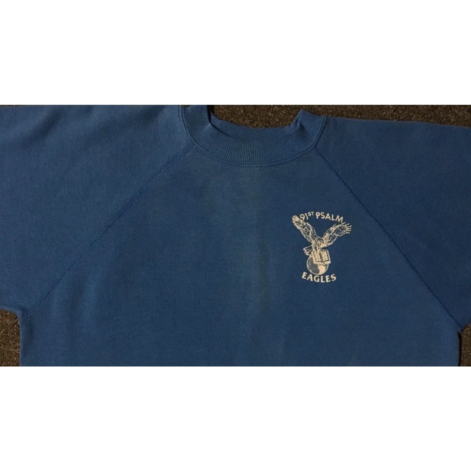 Vintage VINTAGE 80s 91st Psalm School Eagles Faded Distressed Sweatshirt S Mens Blue Pullover Hoodie US Made Size US S / EU 44-46 / 1 - 5 Thumbnail