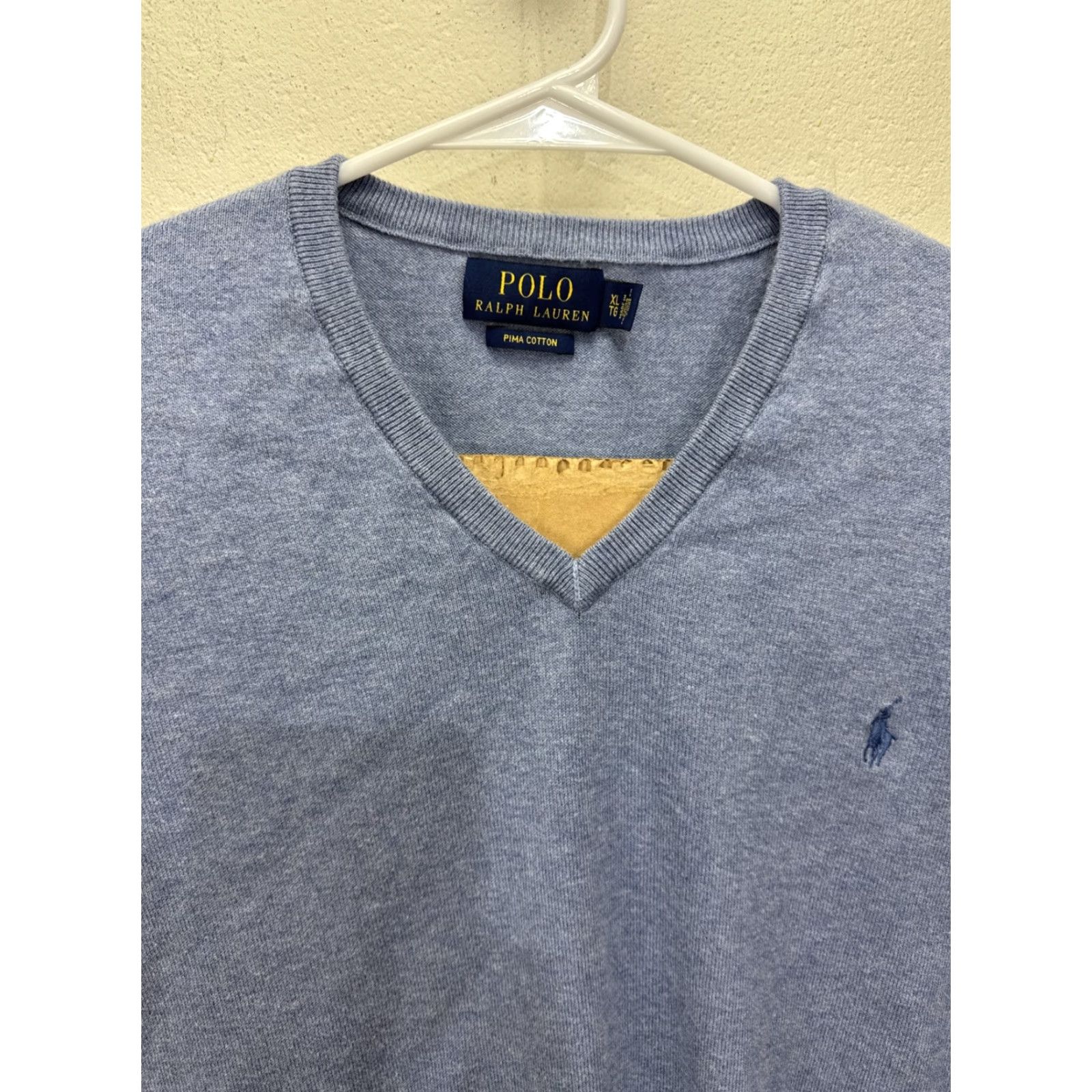 Polo Ralph Lauren VINTAGE Polo Ralph Lauren Sweater Mens XL Blue Cotton V-Neck Casual Preppy Knit Pullover Size US XL / EU 56 / 4 - 3 Thumbnail