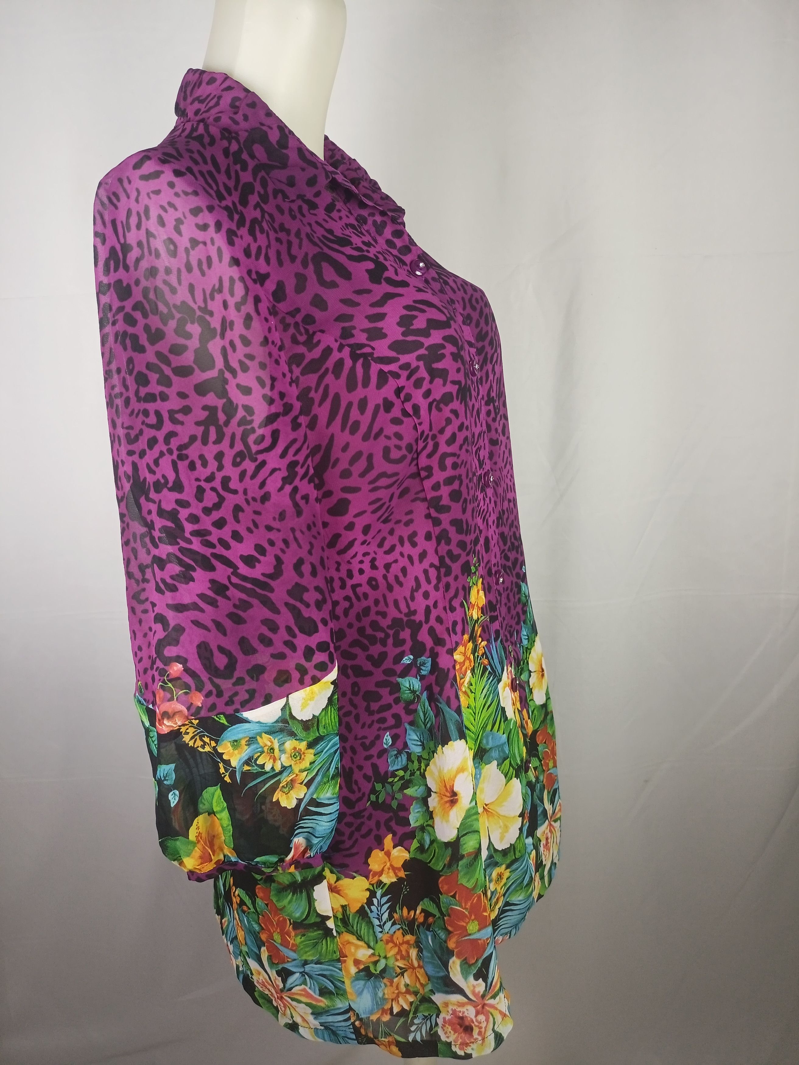 Japanese Brand Women's Chiffon Blouses Button Down Floral Leopard Print Size L / US 10 / IT 46 - 15 Thumbnail