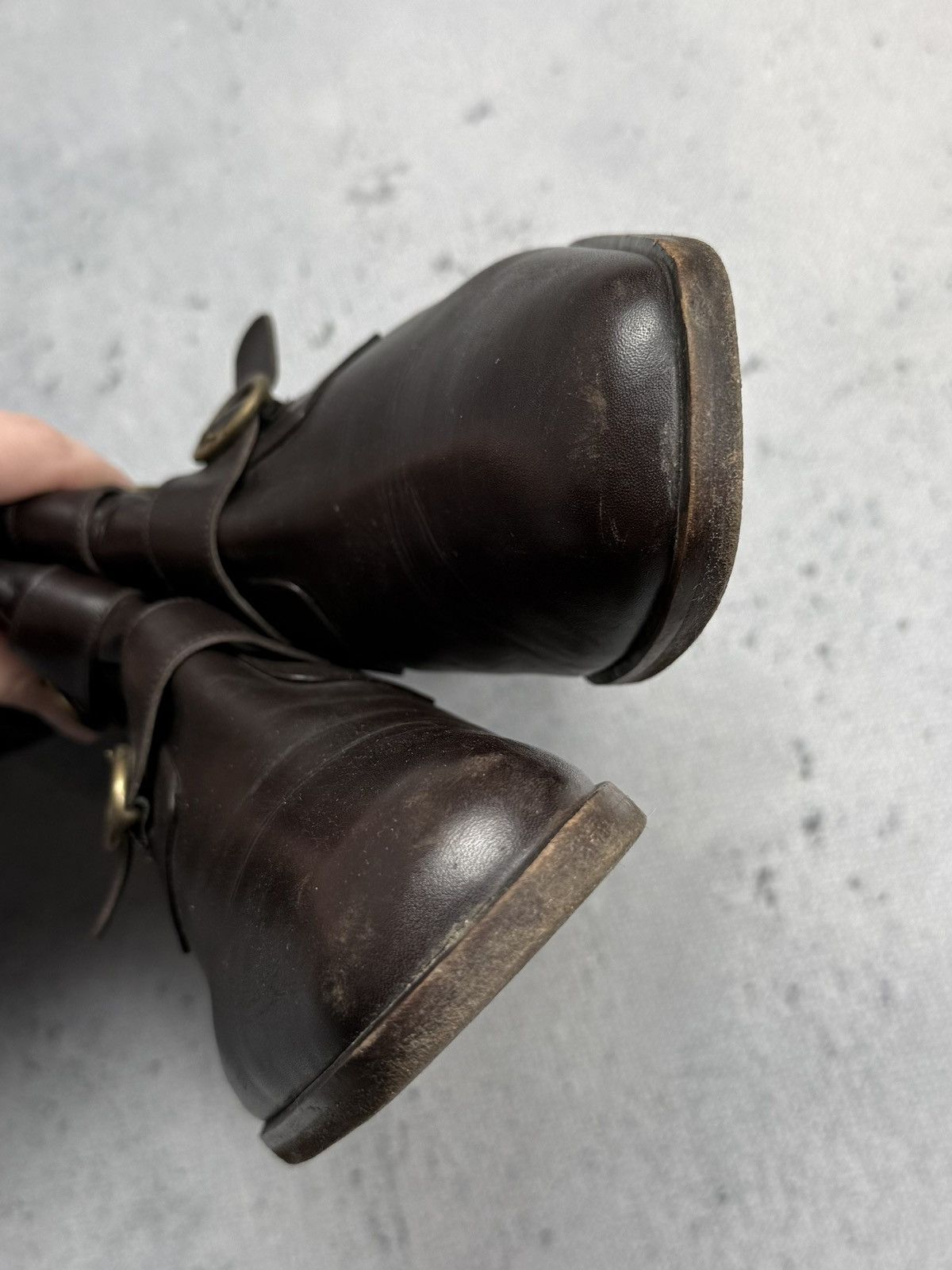 If Six Was Nine Vintage Italian Brown Leather Riding Boots Buckle Straps y2k Size US 7.5 / IT 37.5 - 7 Thumbnail