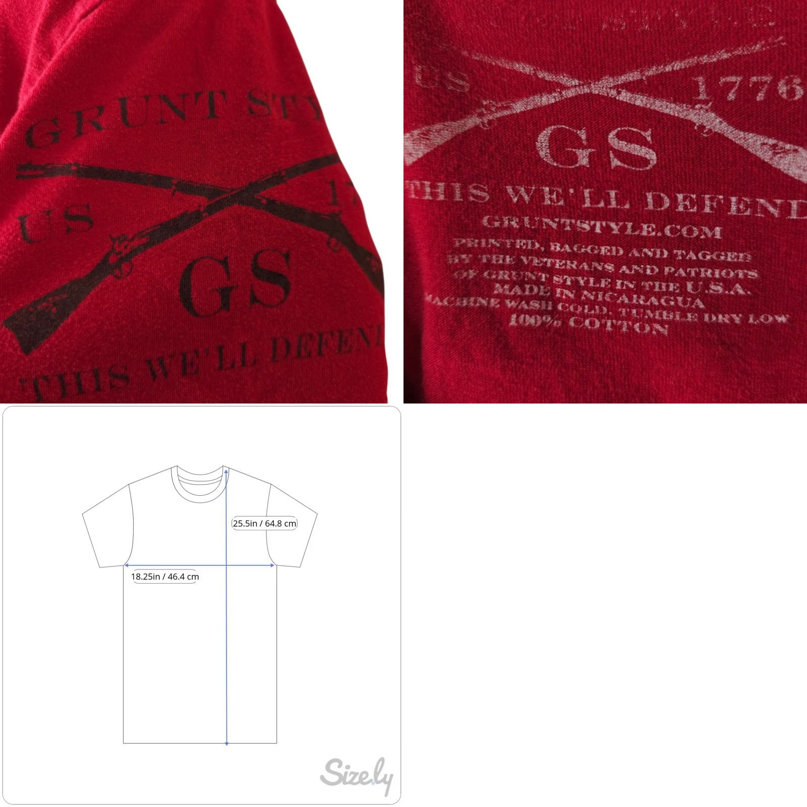 Vintage Grunt Style T Shirt Mens Size Small Red American Flag Military Navy Marines Short Sleeve Crew Neck Size US S / EU 44-46 / 1 - 8 Thumbnail