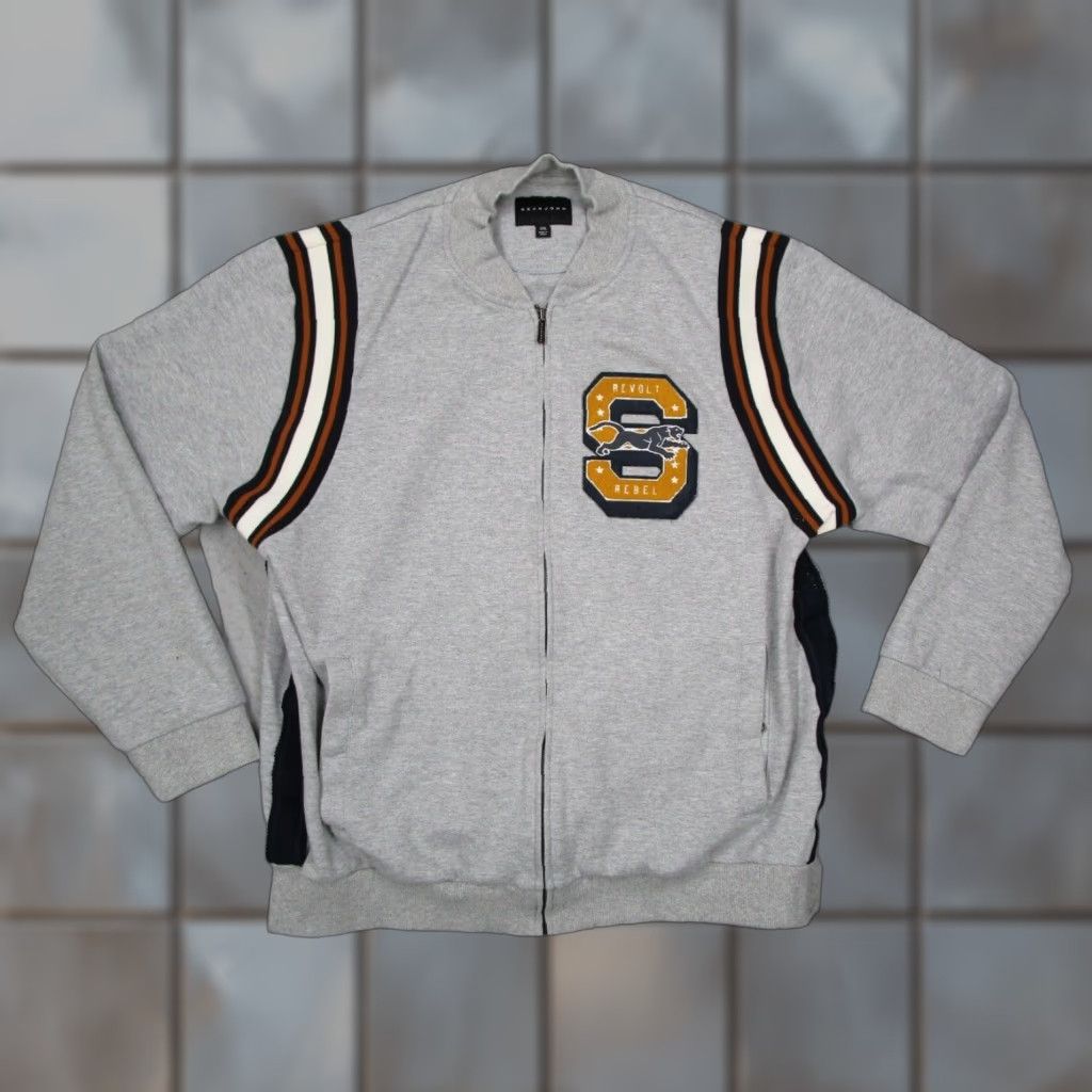 Sean John SEAN JOHN Mens Jacket 2XL Gray Full Zip Varsity Bomber Streetwear Knit Embroidered Pockets All Seasons Size US XXL / EU 58 / 5 - 1 Thumbnail