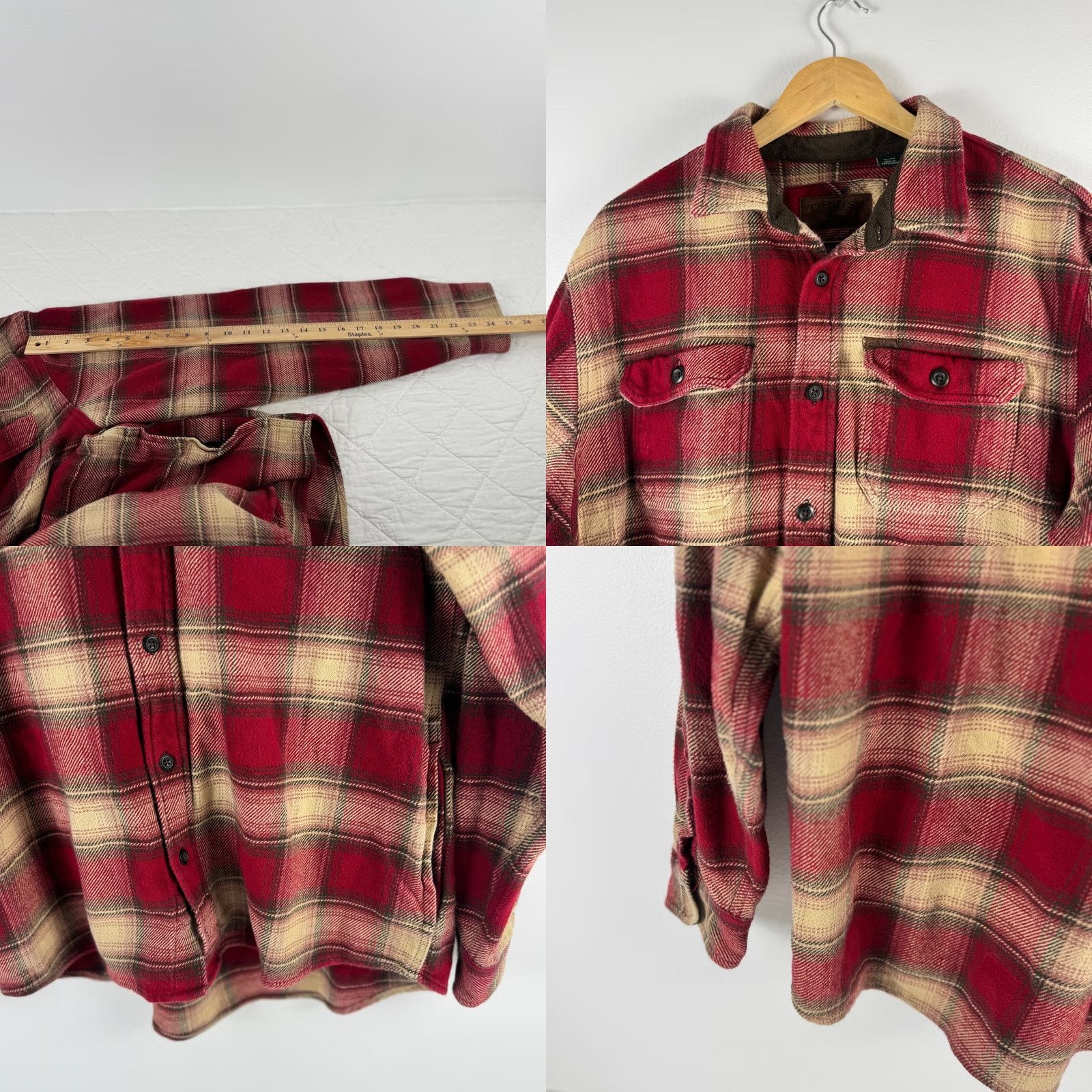 Orvis Orvis Button-Down Shirt Plaid Flannel Red XL Men's Heavyweight Size US XL / EU 56 / 4 - 8 Thumbnail
