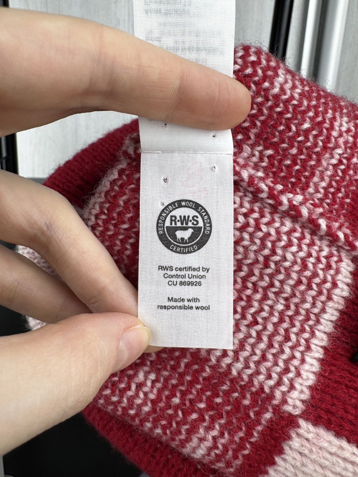 Acne Studios Acne Studios Jacquard Knit Beanie Red/Faded Pink Size ONE SIZE - 9 Thumbnail