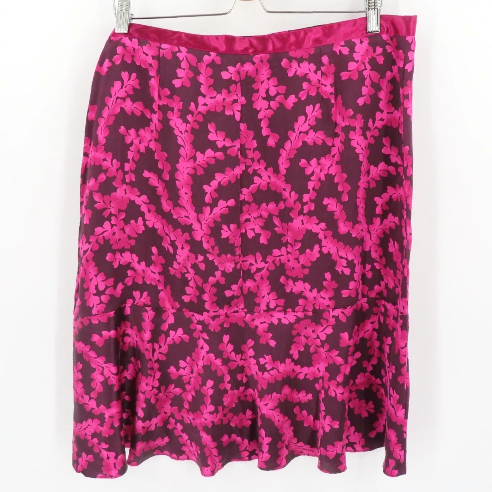 Vintage **Womens New York & Company 16 Zip Pink Silk Leaf Print Skirt** User: **New York & Company Womens 16 Zip Pink Silk Leaf Print Skirt** Size 38" / US 16 / IT 52 - 5 Thumbnail