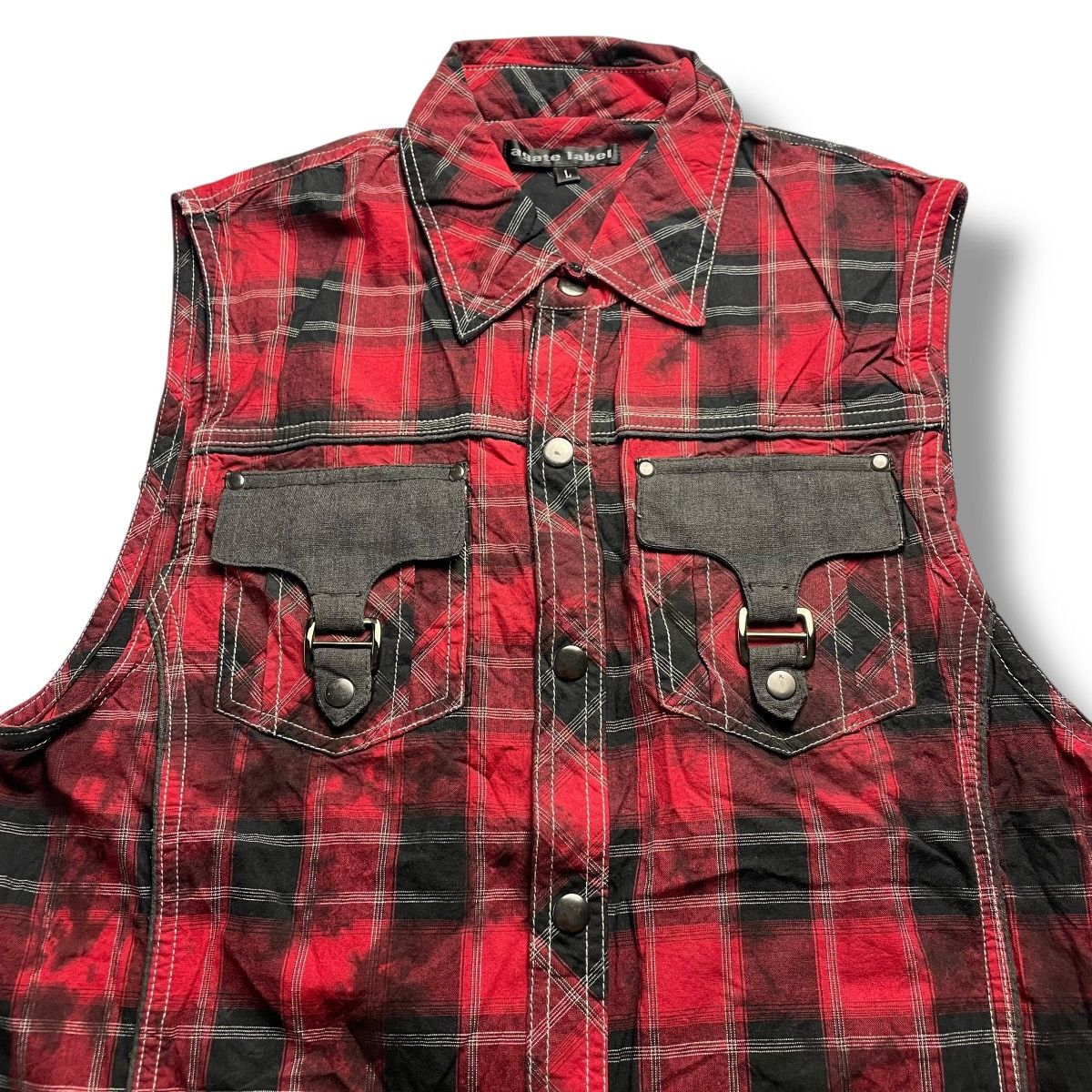 If Six Was Nine 🇯🇵 AGATE LABEL BUTTON UP TARTAN PUNK SLEEVELESS JACKET Size US L / EU 52-54 / 3 - 4 Thumbnail