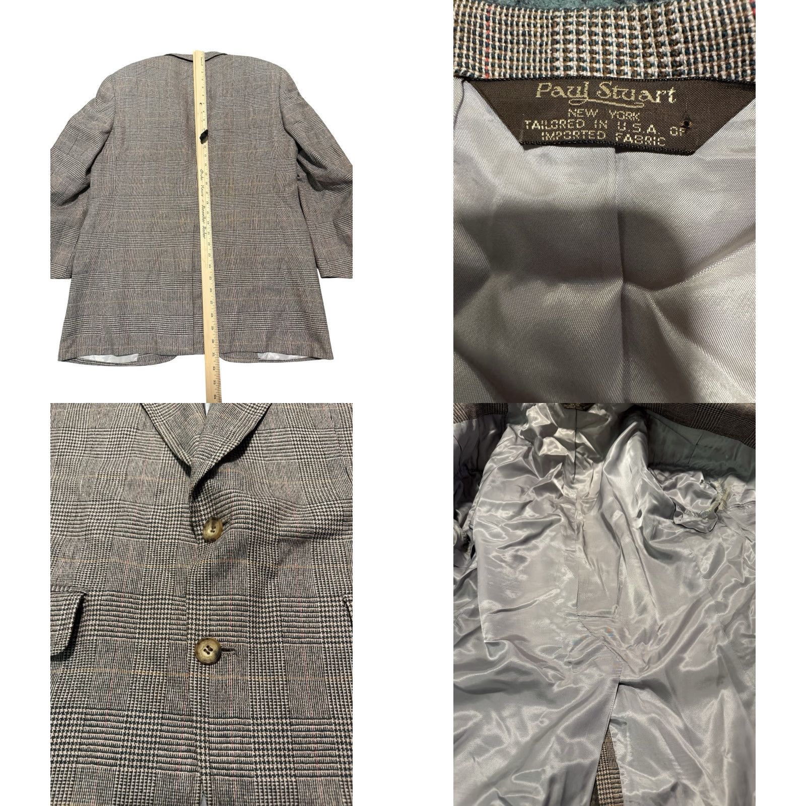 Paul Stuart VINTAGE Paul Stuart Sport Coat Blazer Glen Plaid Wool 44/42 Made In USA Men Jacket Notch Lapel Two-Button Long Beige Wool Coat FX? Size 42R - 10 Thumbnail