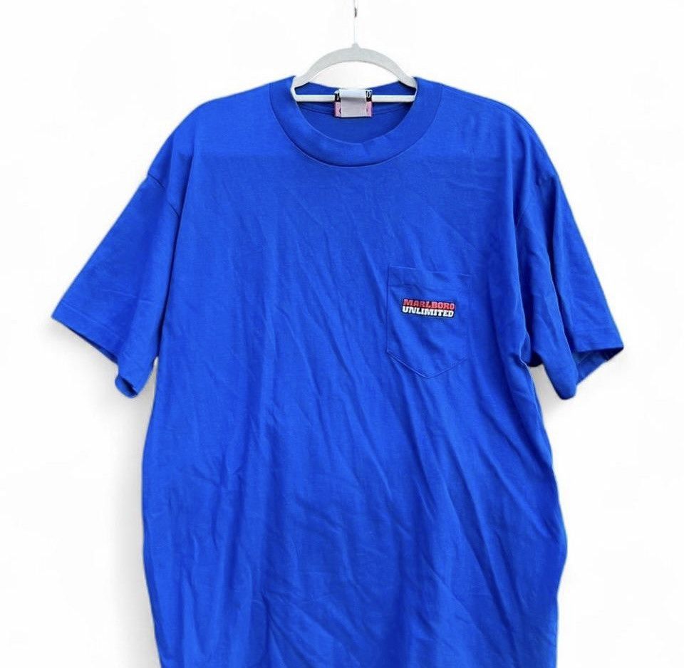 Marlboro Vintage 90s Marlboro Unlimited Wolf Moon Blue Pocket Tee XL Size US XL / EU 56 / 4 - 2 Thumbnail