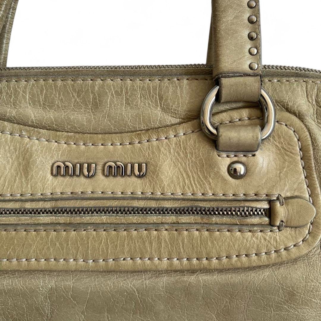 Miu Miu Miu Miu - Studded Crystal Handbag Calf Leather Gray Heart Size ONE SIZE - 5 Thumbnail