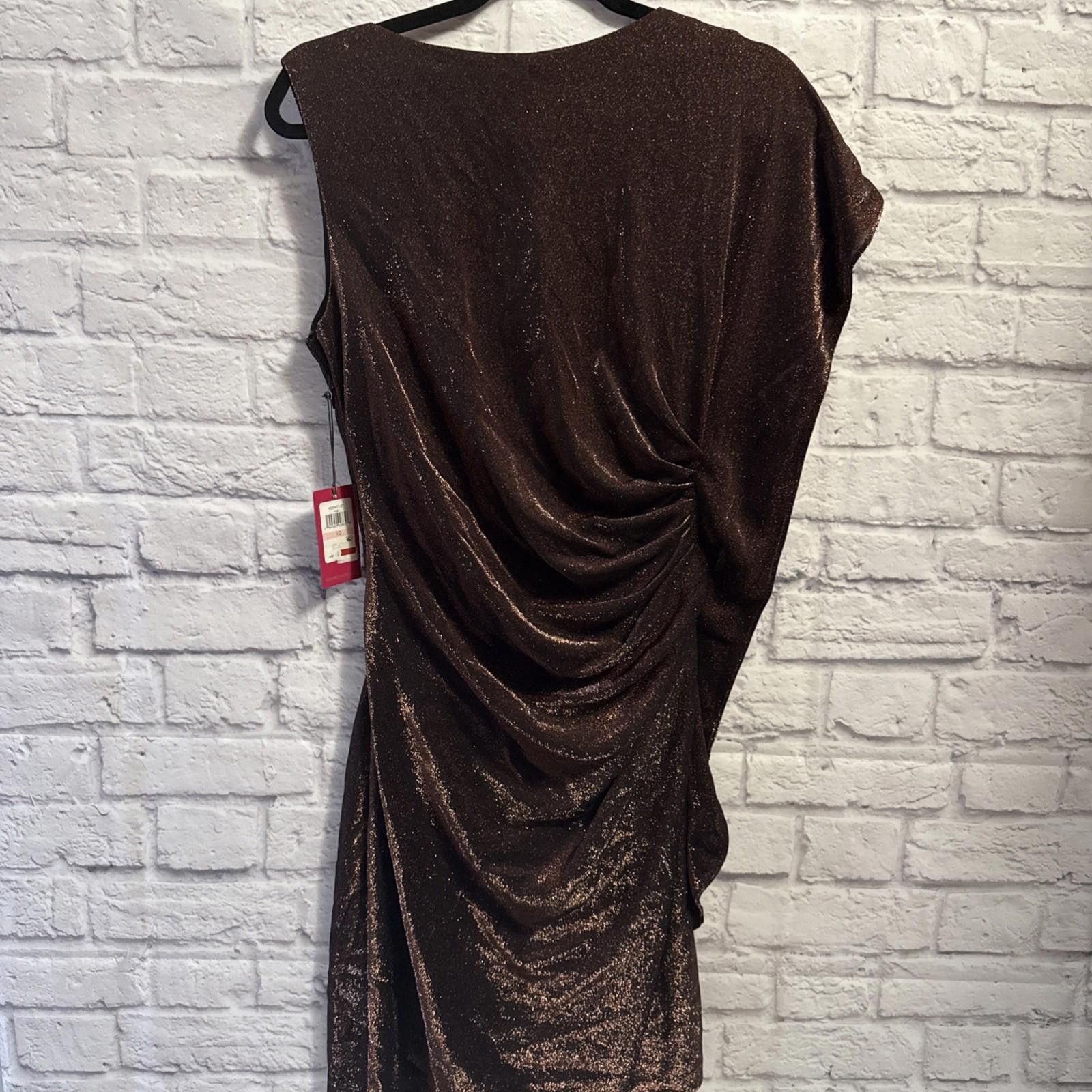 Vince Camuto Vince Camuto Sleeveless Cocktail Brown Copper Sheath Dress Size L / US 10 / IT 46 - 6 Thumbnail
