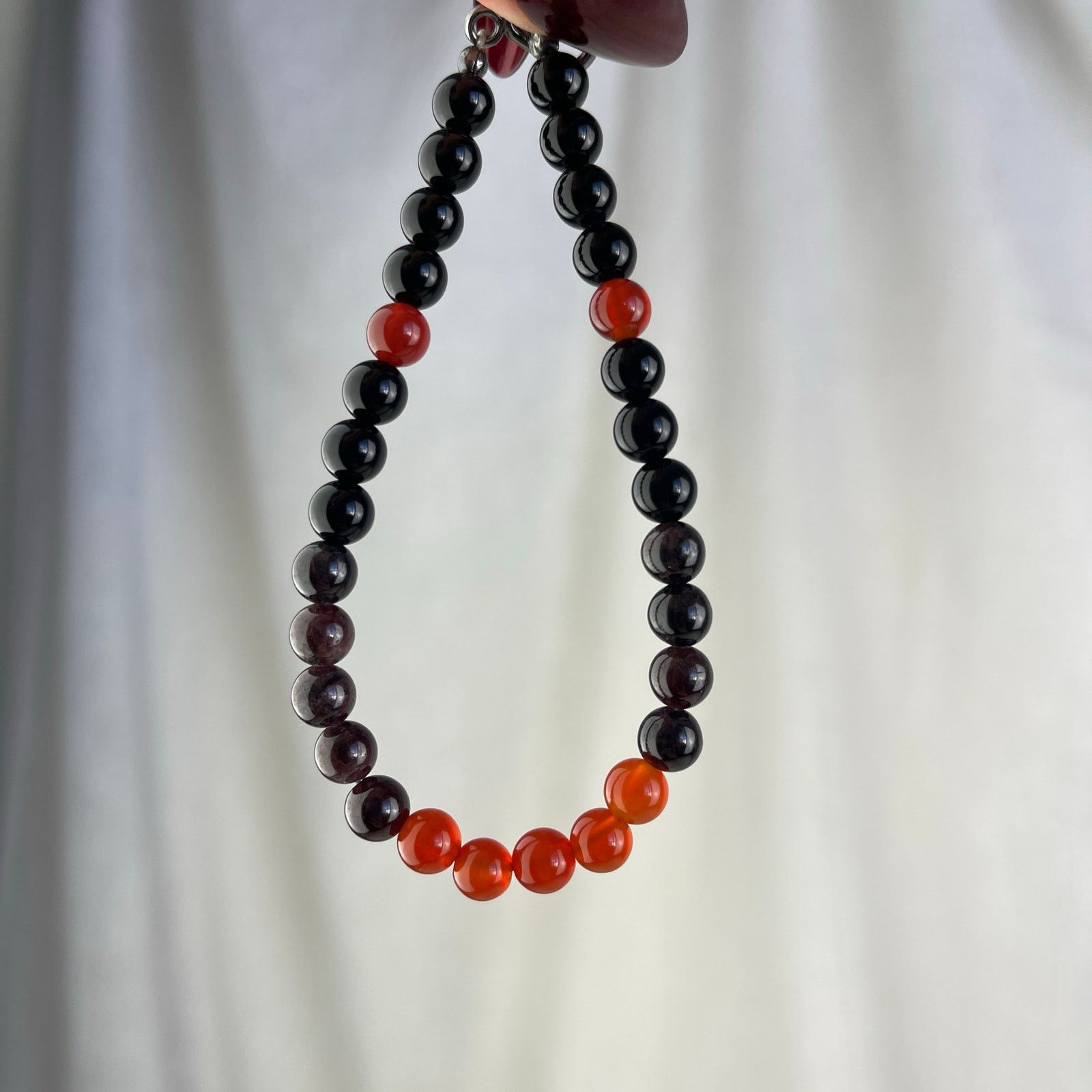 Handmade Carnelian Garnet Obsidian Crystal Gemstone Bead Bracelet Size ONE SIZE - 24 Thumbnail