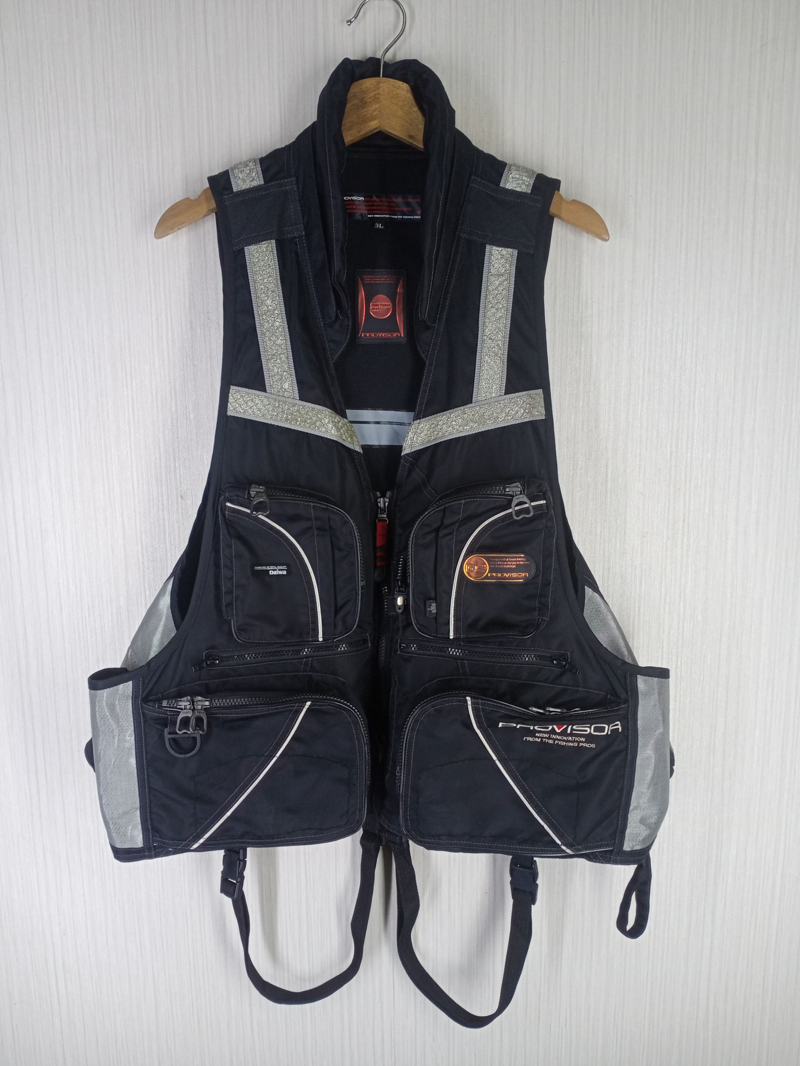 image of Chaos Fishing Club x Daiwa Provisor Functional Gear Multipocket Vest in Black, Men's (Size 2XL)