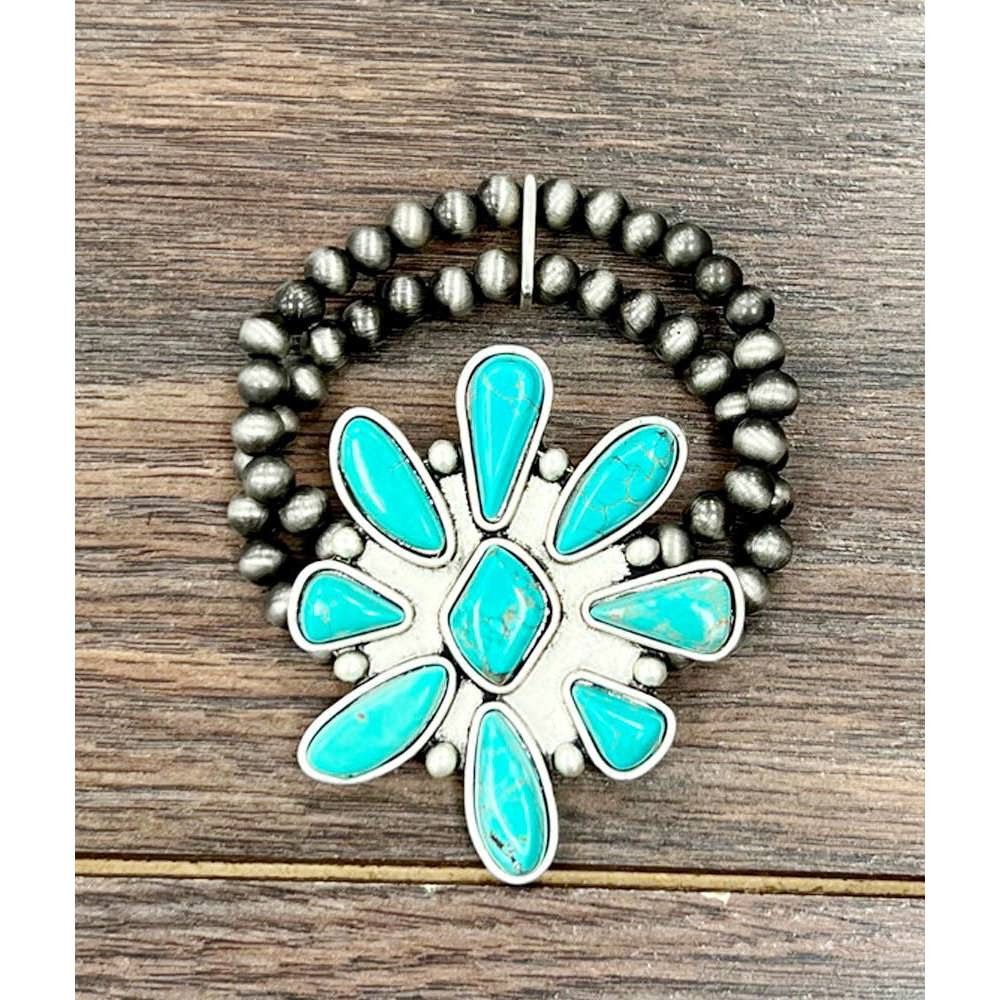 Other Handmade Navajo Turquoise Stretch Bracelet 711287 Unique Des Size ONE SIZE - 8 Thumbnail
