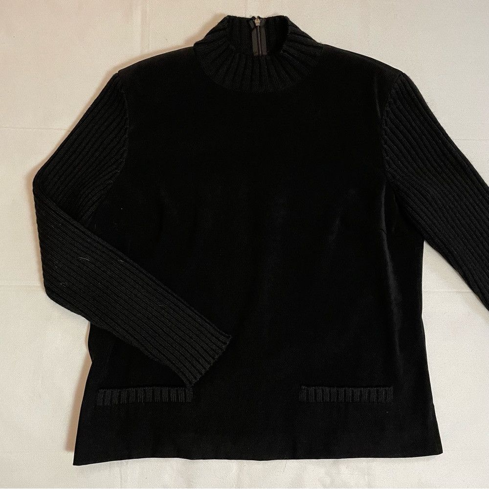 Talbots Vintage Talbots Black Faux Suede Wool Knit Sleeve Sweater S Size XL / US 12-14 / IT 48-50 - 5 Thumbnail