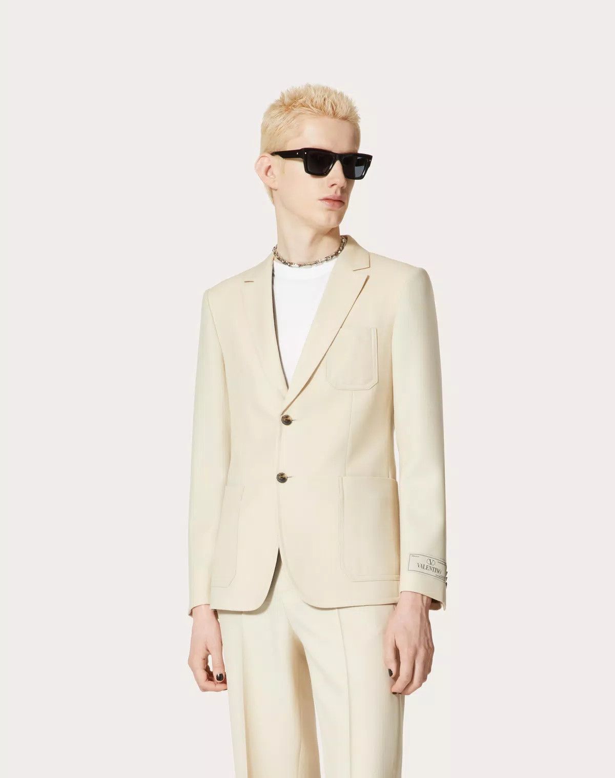 Valentino oc11z0625 Single Breasted Wool Jacket in White/Ivory Size US L / EU 52-54 / 3 - 4 Thumbnail