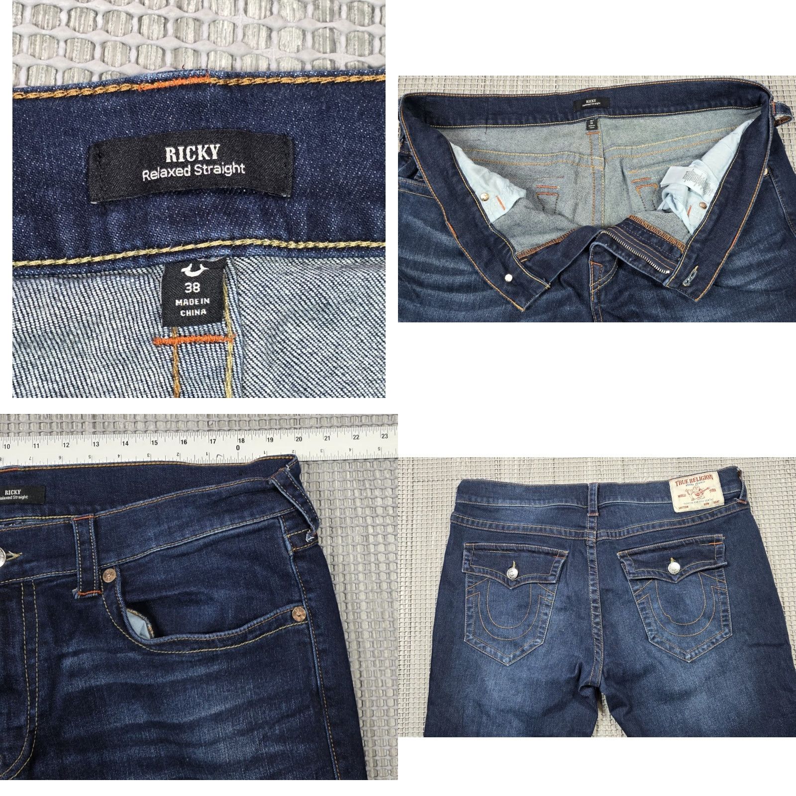 True Religion True Religion Jeans Men 40 Relaxed Straight Mid Rise Blue Denim 5-Pocket - Ricky - 40x34 (Vintage No) Size US 40 / EU 56 - 8 Thumbnail