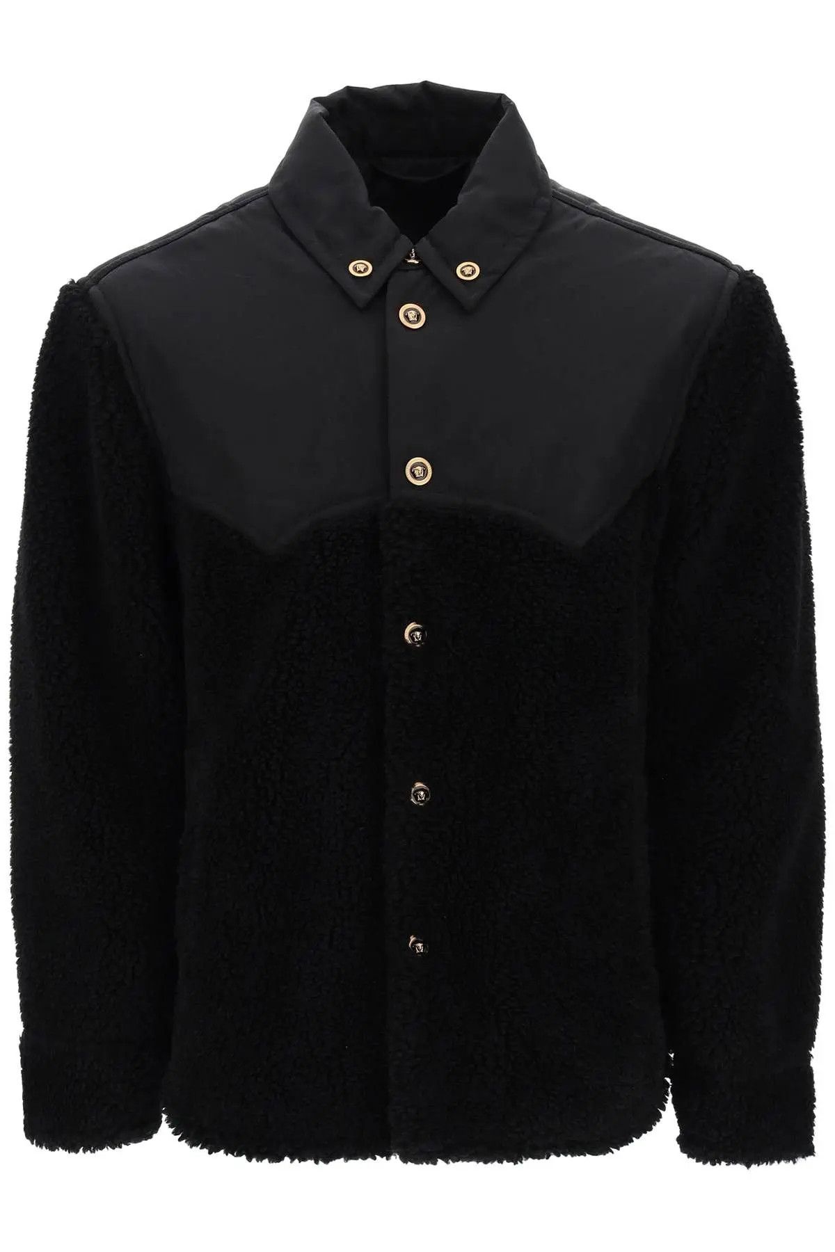 o1s22i1n0124 Barocco Silhouette Fleece Jacket in Black