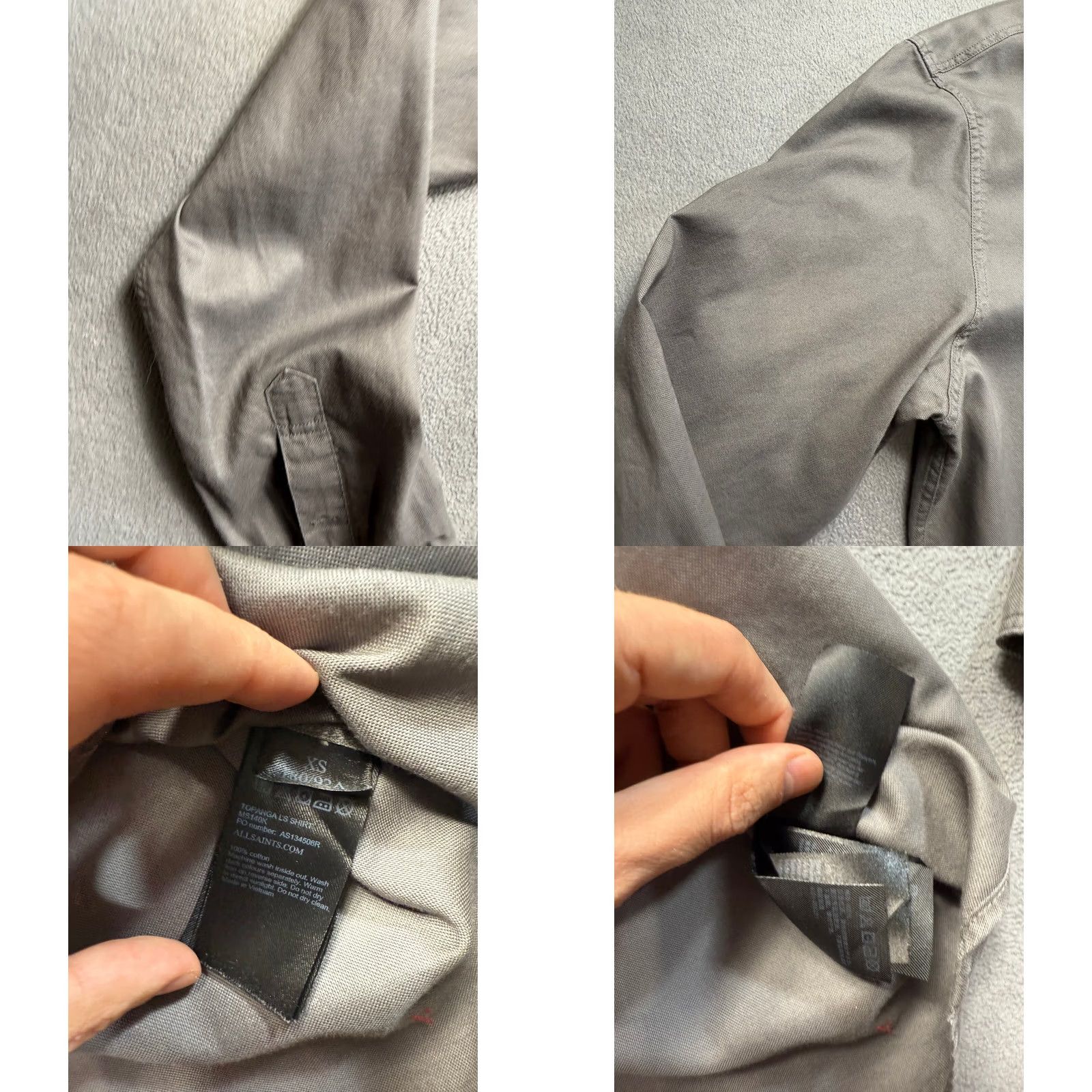 Allsaints AllSaints Button-Up Shirt Mens XS Gray Long Sleeve Size US XS / EU 42 / 0 - 9 Thumbnail