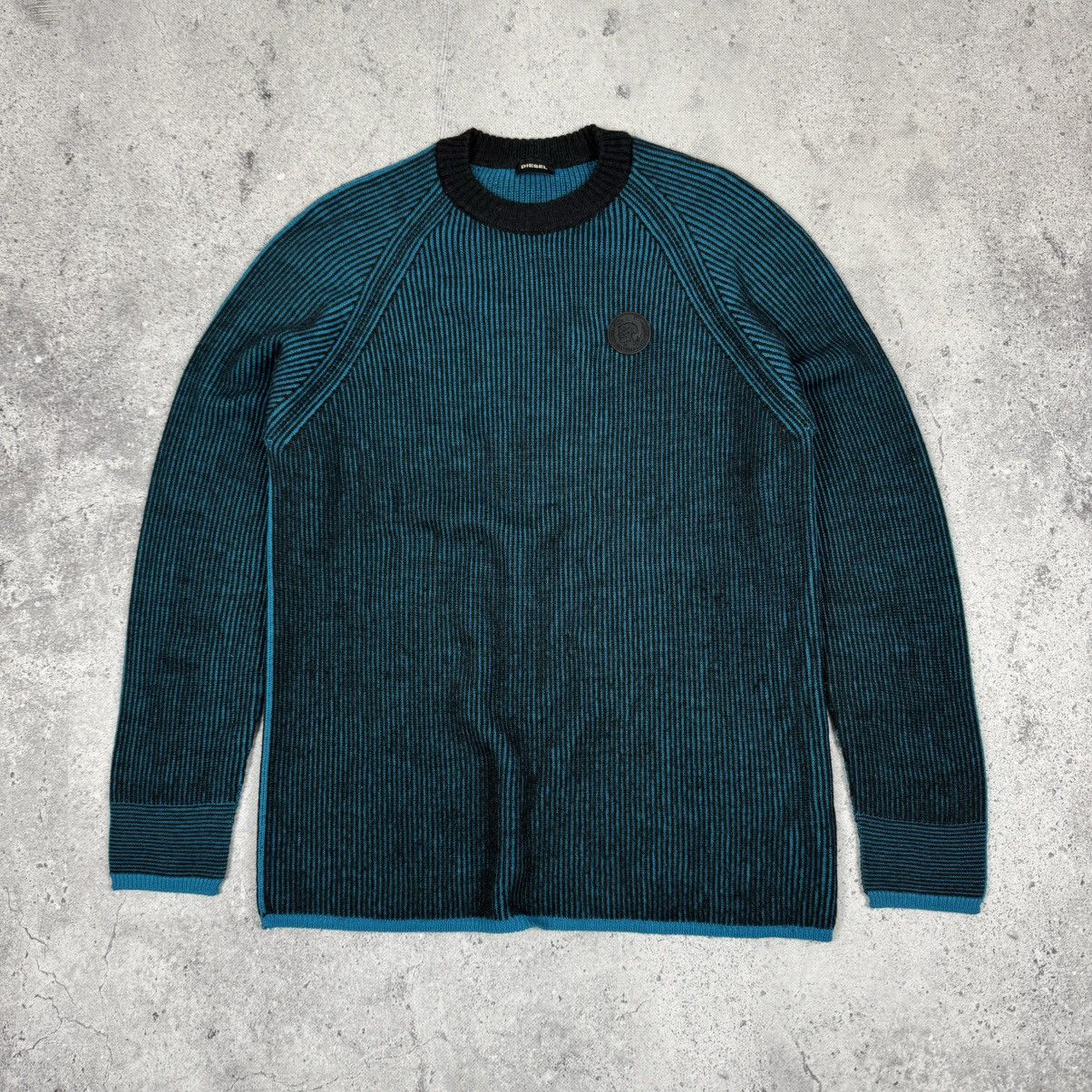 Diesel Diesel Ribbed Tight Knit Sweater Blue & Black Y2K Archive Size US L / EU 52-54 / 3 - 1 Thumbnail
