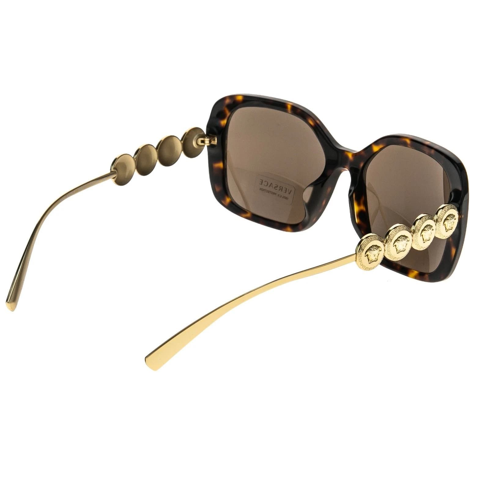 Versace VERSACE VE4375F 4375 Gold Coin Medusa Stud Brown Rectangular Size ONE SIZE - 9 Thumbnail