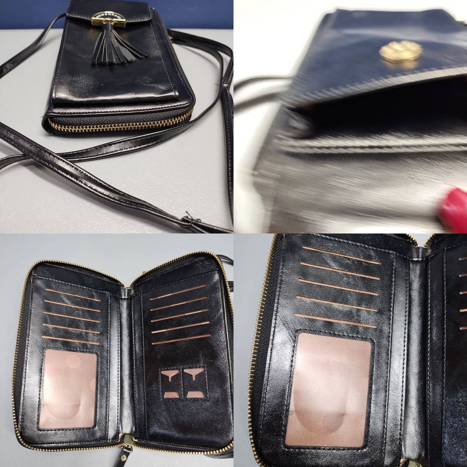 Vintage Humerpaul Crossbody Phone Bag Women's Black Multi Compartment Adjustable Strap XS Small Crossbody Mens Womens Girls Boys? Size ONE SIZE - 9 Thumbnail