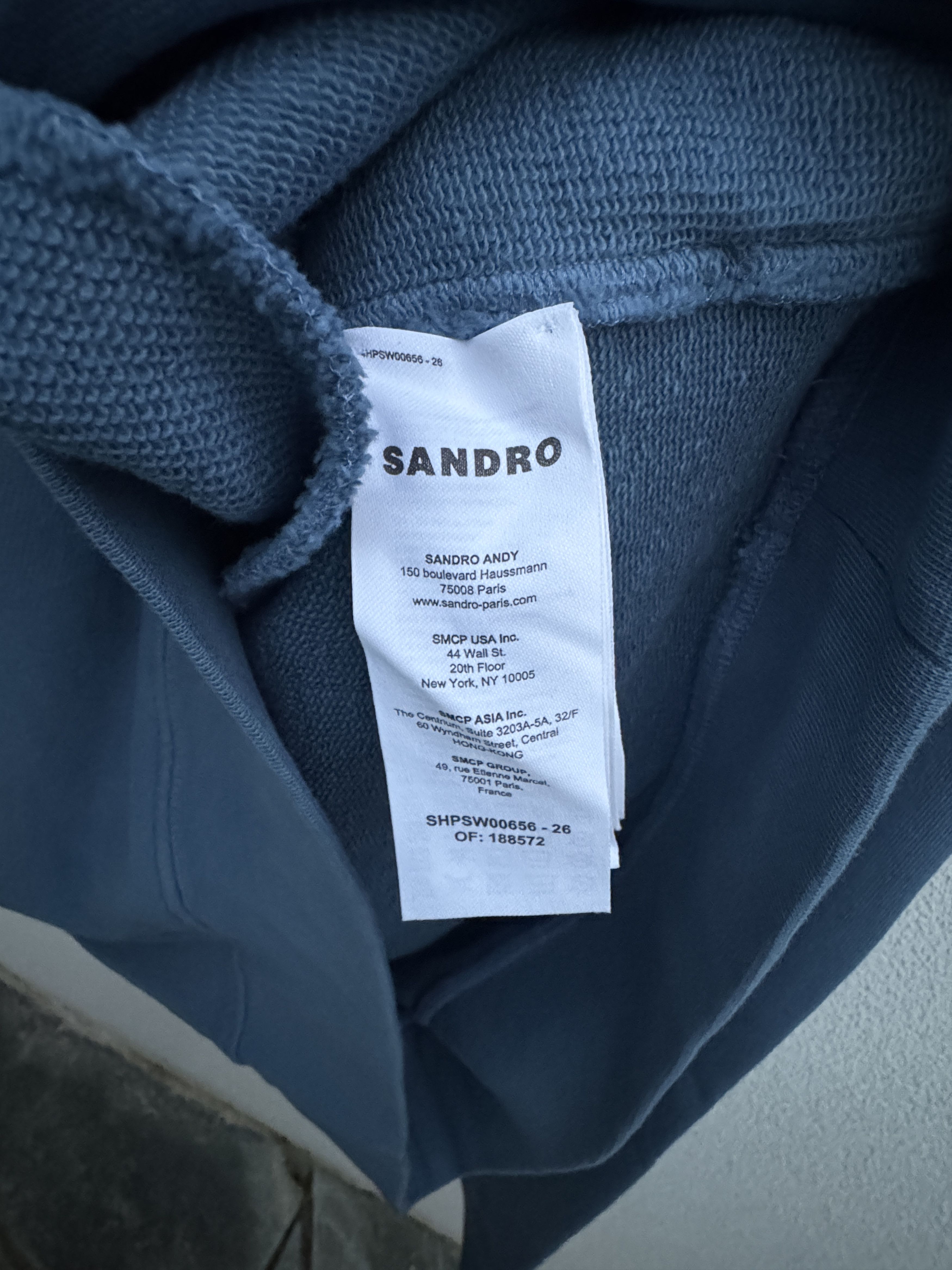 Sandro Sandro Paris Blue Cotton Glossy Flower Appliqué Hoodie M Size US M / EU 48-50 / 2 - 11 Thumbnail