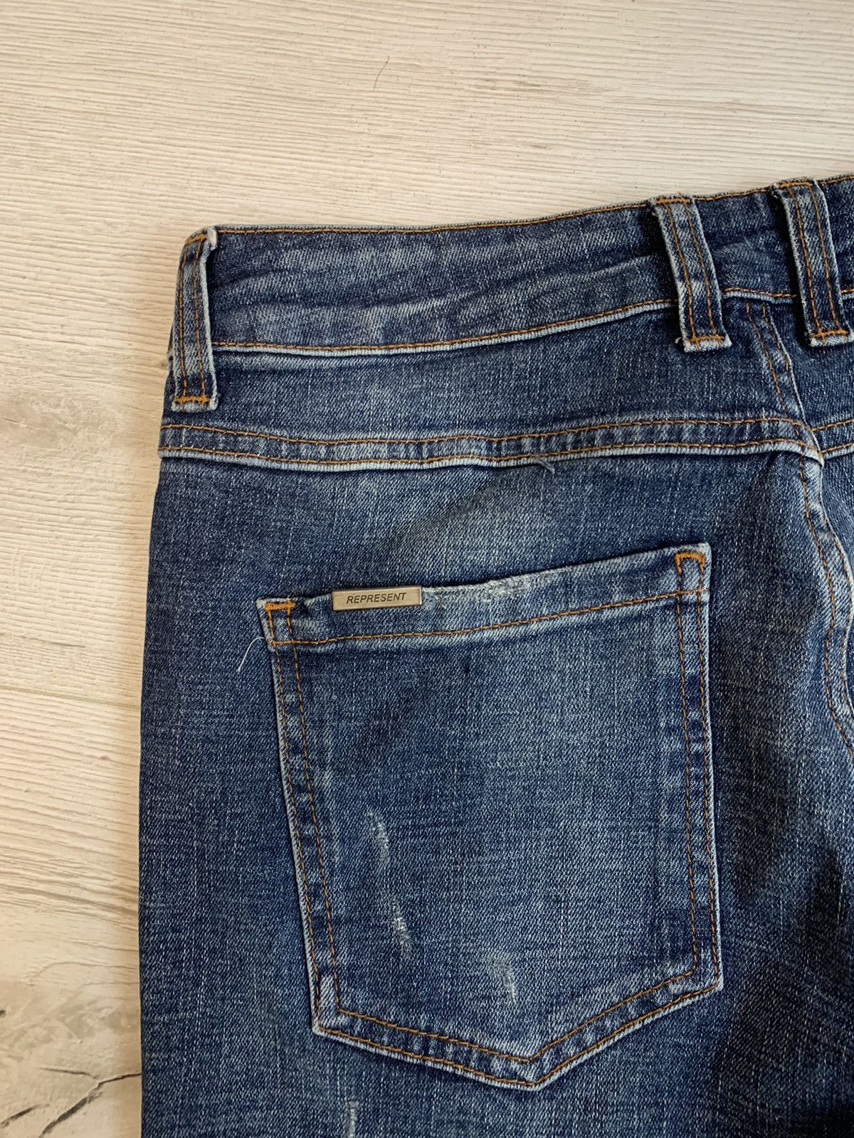 Japanese Brand × Represent Clo. Represent Co. Blue Washed Biker Denim Slim Fit Jeans Y2K Size US 30 / EU 46 - 6 Thumbnail