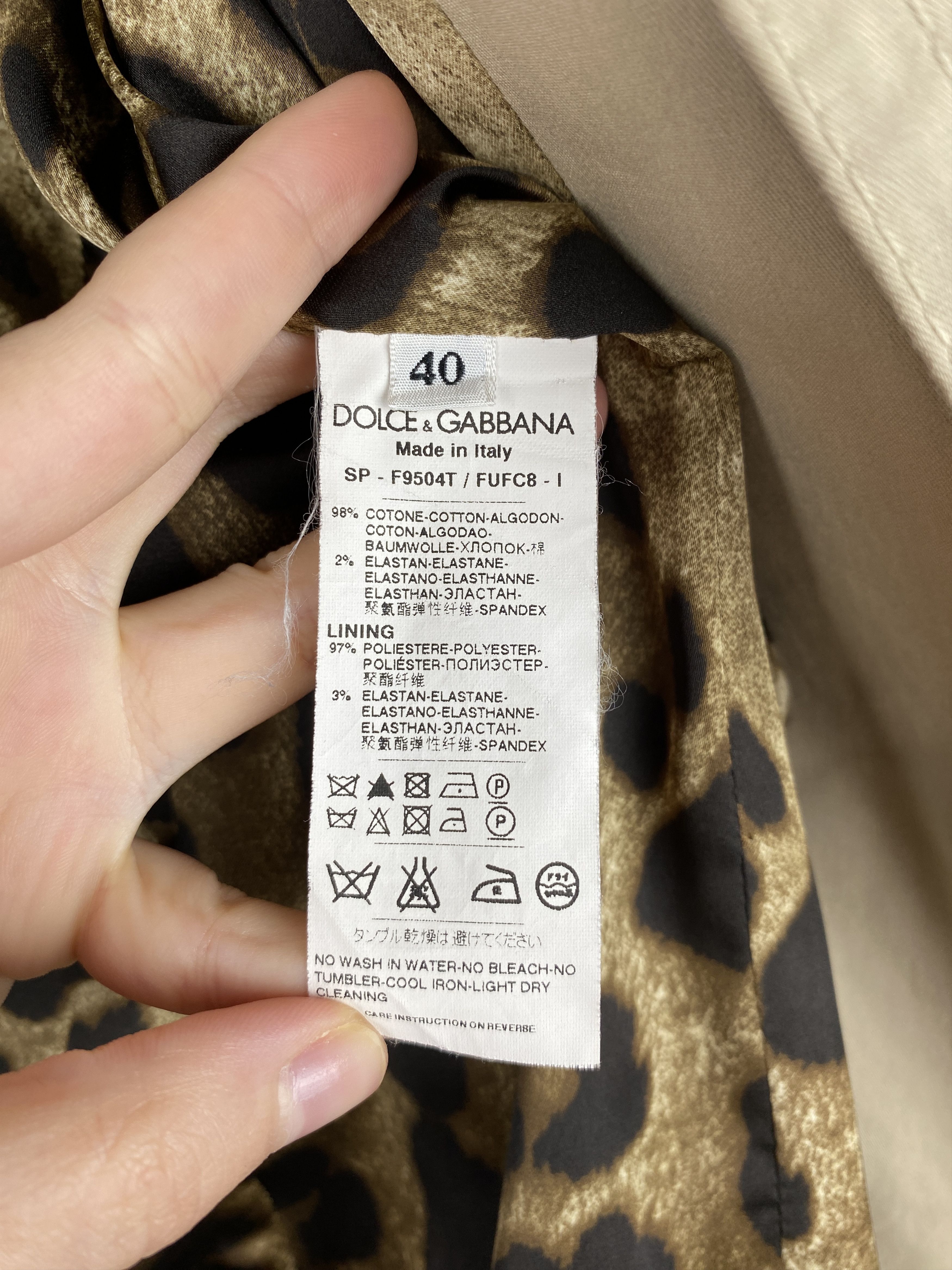 Designer × Dolce & Gabbana Dolce&Gabbana Cropped Trench Coat Leopard Lining Jacket Size XS / US 0-2 / IT 36-38 - 15 Thumbnail