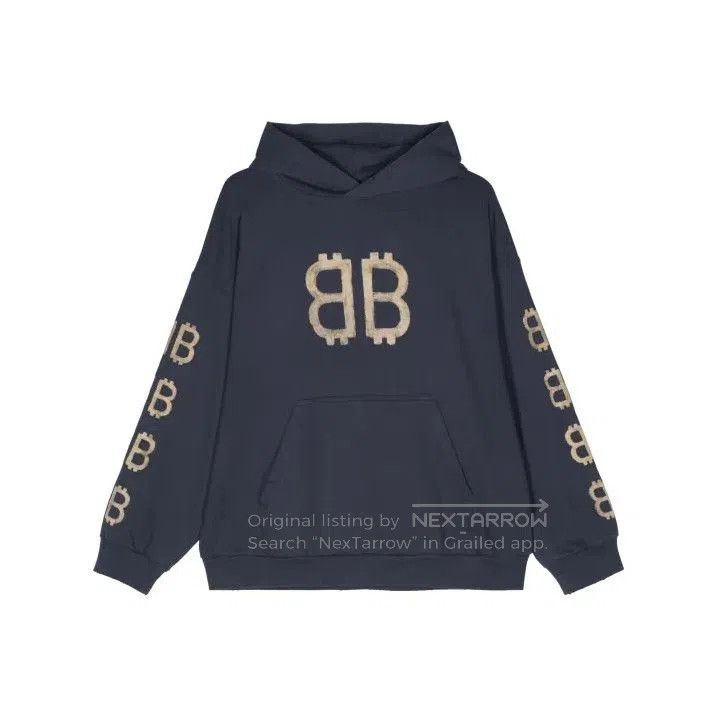 Balenciaga Balenciaga Logo Print Hooded Sweatshirt in Navy. Size US L / EU 52-54 / 3 - 1 Thumbnail