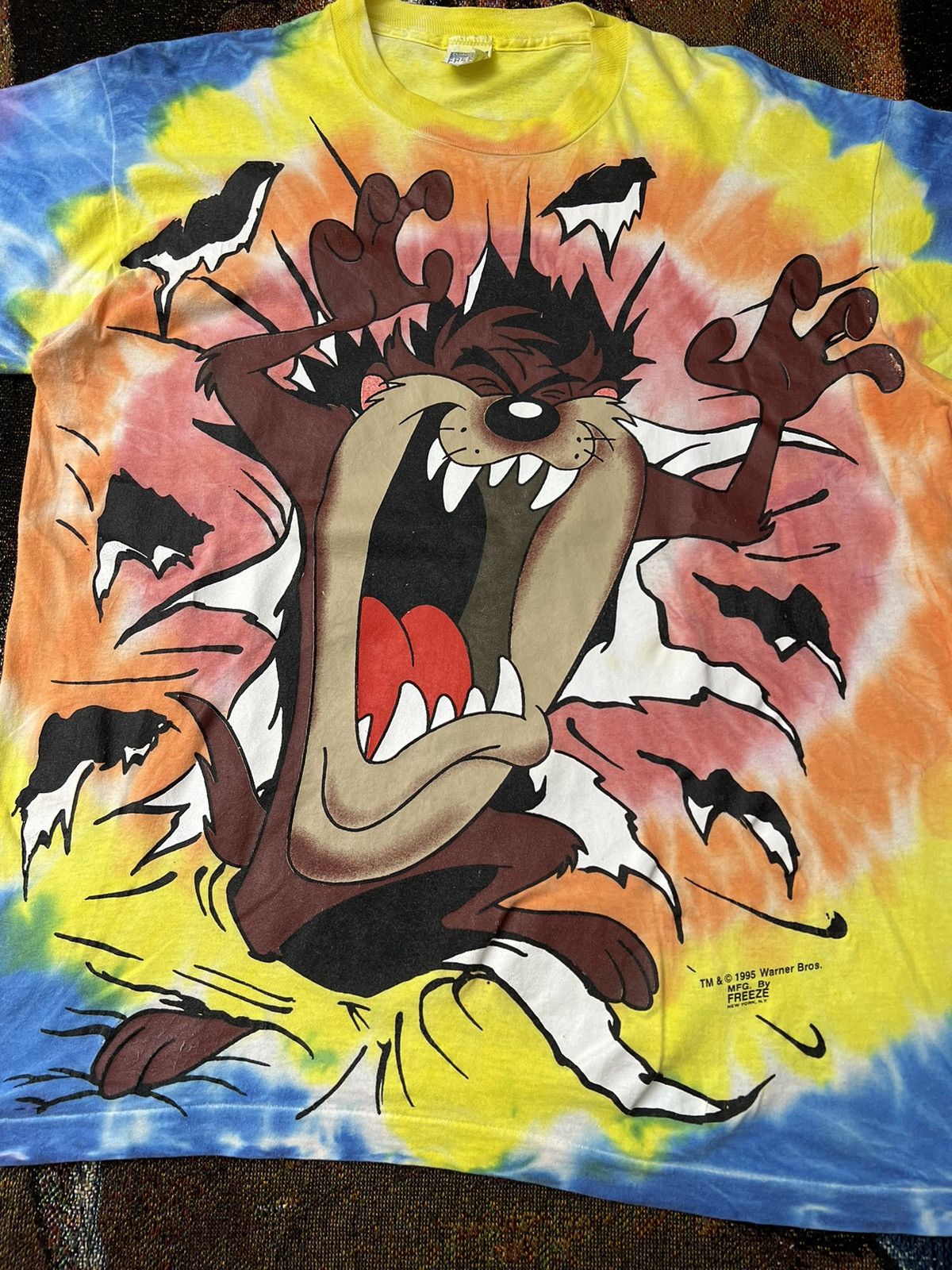 Warner Bros Vintage Taz Big Print Tie Dye Tee Size US L / EU 52-54 / 3 - 1 Thumbnail