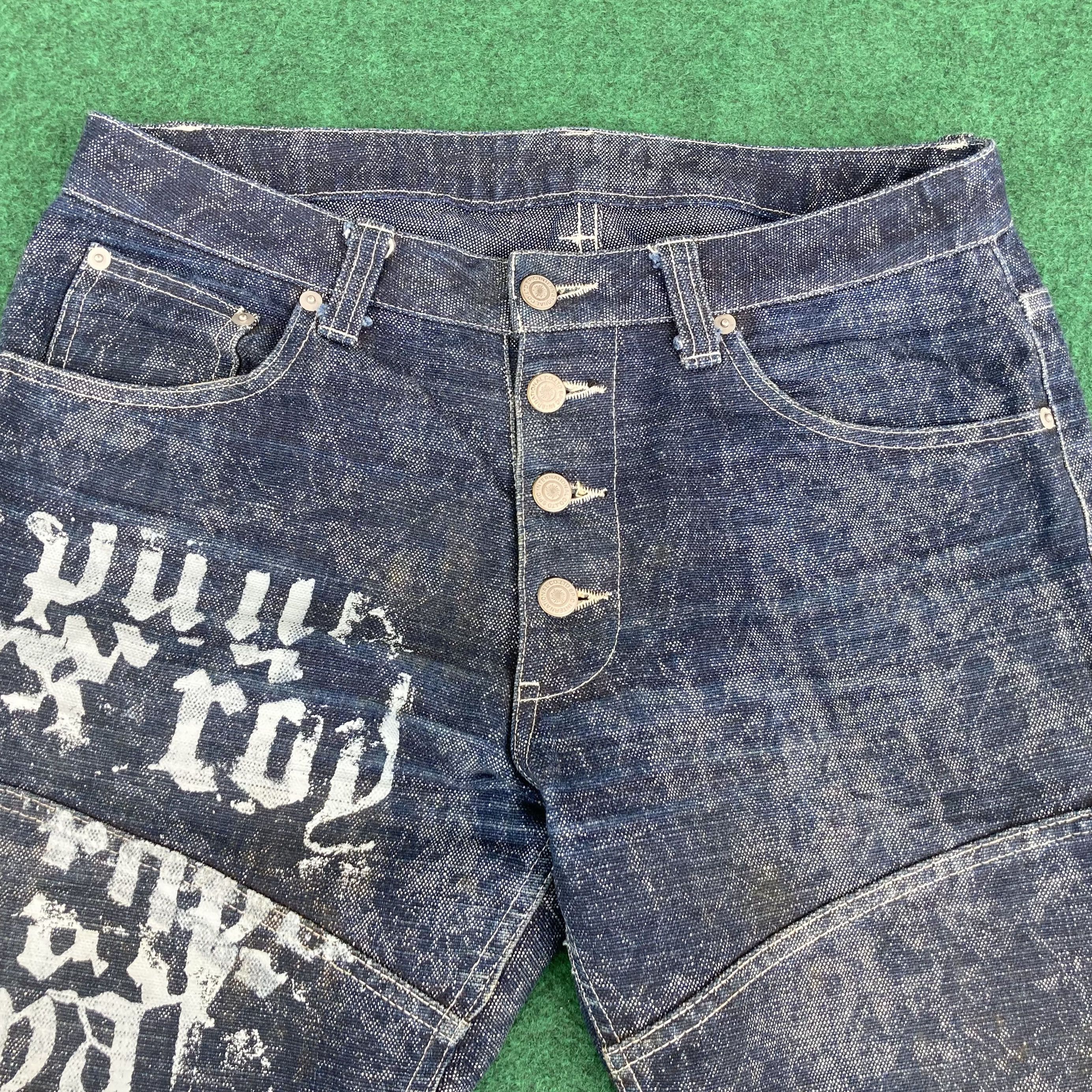 Tornado Mart × Vintage Vtg Tornado Mart Lace-Up Trouser Punk Flared Denim Jeans Size US 31 - 4 Thumbnail