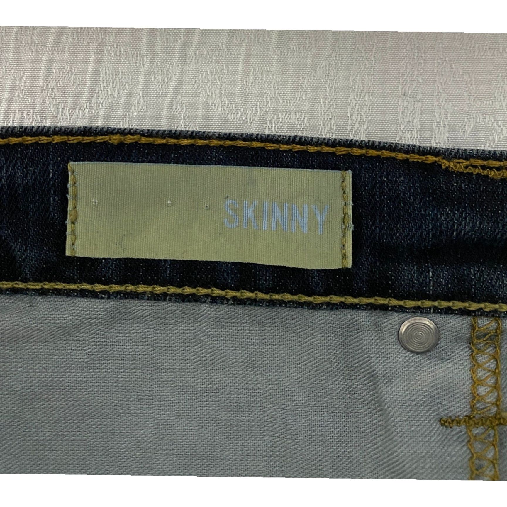 Vintage Arizona Jean Co Jeans Mens 33x29 Skinny Dark Wash Stretch Denim Cotton Blend Regular Inseam 29 Button Zip 5-Pocket Solid Blue Mexico Size US 33 - 5 Thumbnail