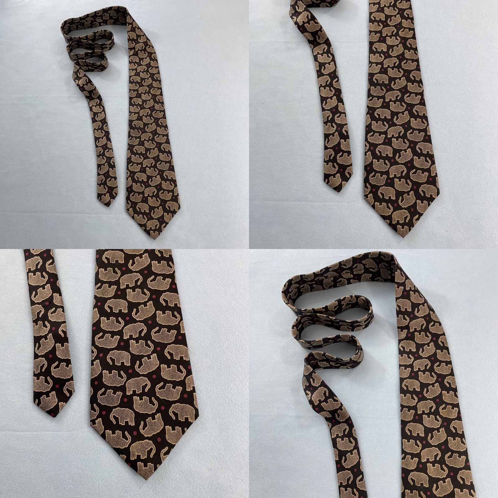 Perry Ellis Perry Ellis Portfolio Vtg Italy Silk Tie Elephant MCM Art Deco Dots Black Yellow Red Wall/Geometric Pattern Tie Mens Size One Size Size ONE SIZE - 10 Thumbnail