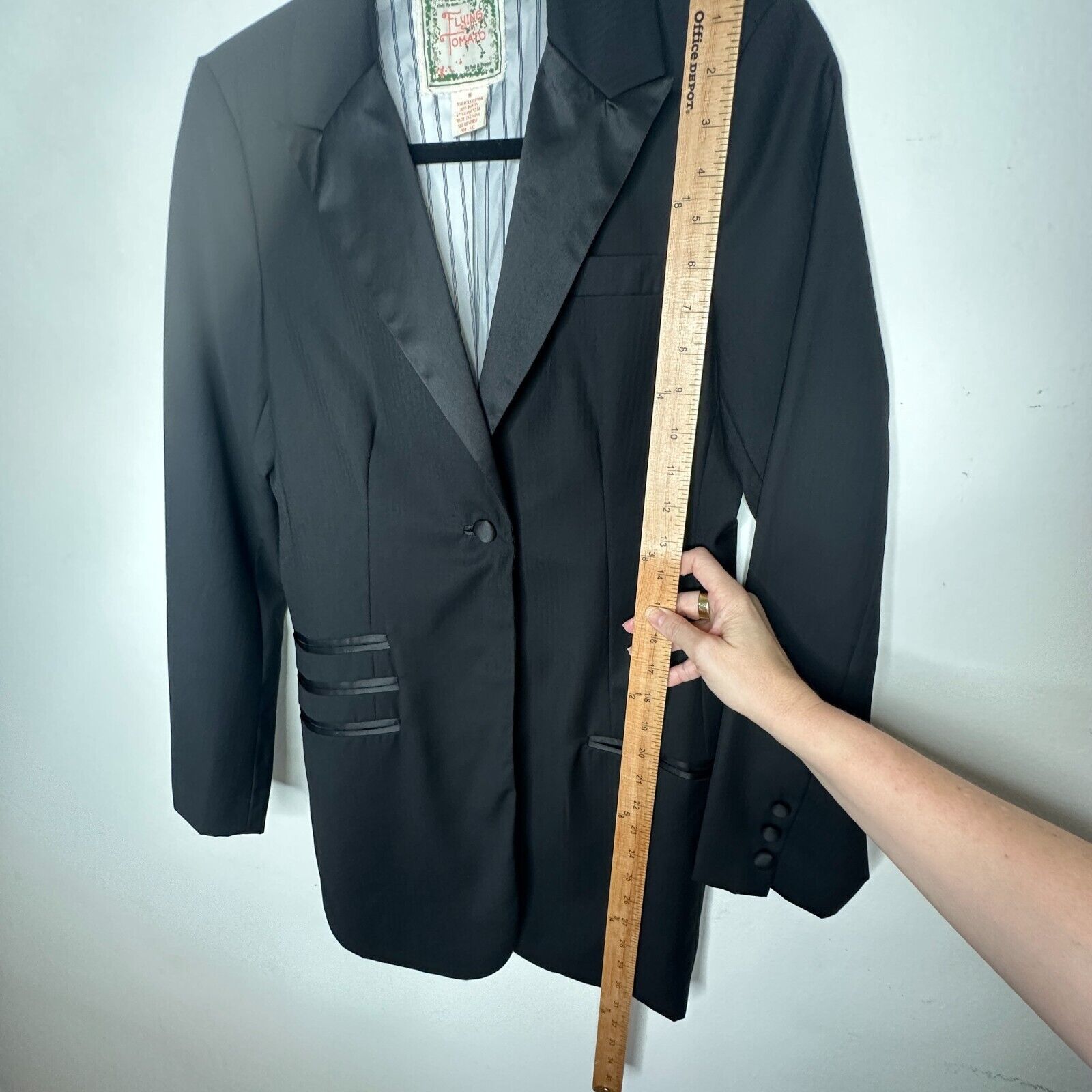 Other Flying Tomato Black Long Tuxedo Blazer Satin Trim M Size M / US 6-8 / IT 42-44 - 8 Thumbnail