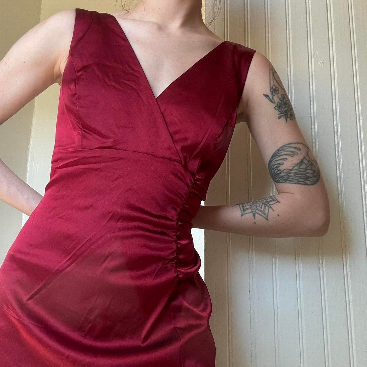 Vintage Vintage Donna Ricco Petite Red Satin Mini Prom Dress 6P Y2K Size M / US 6-8 / IT 42-44 - 2 Thumbnail