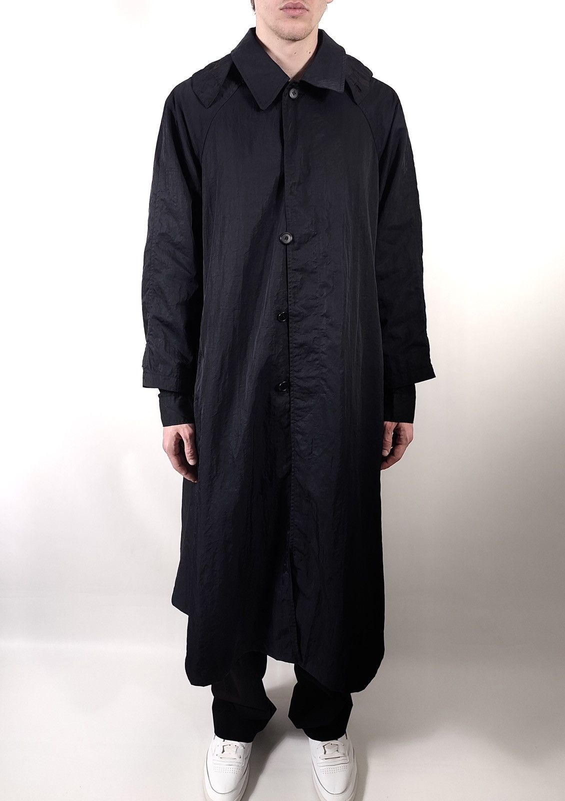 Yohji Yamamoto Oversized Nylon Hood Trench Coat