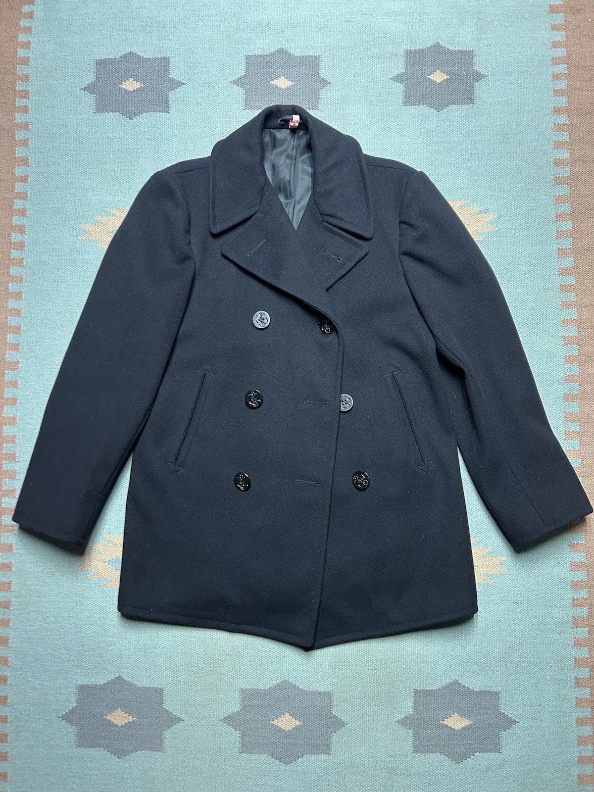 Vintage Vtg 1940s US Navy wool pea coat USN WW2 deck jacket 38 S/M Size US S / EU 44-46 / 1 - 1 Thumbnail