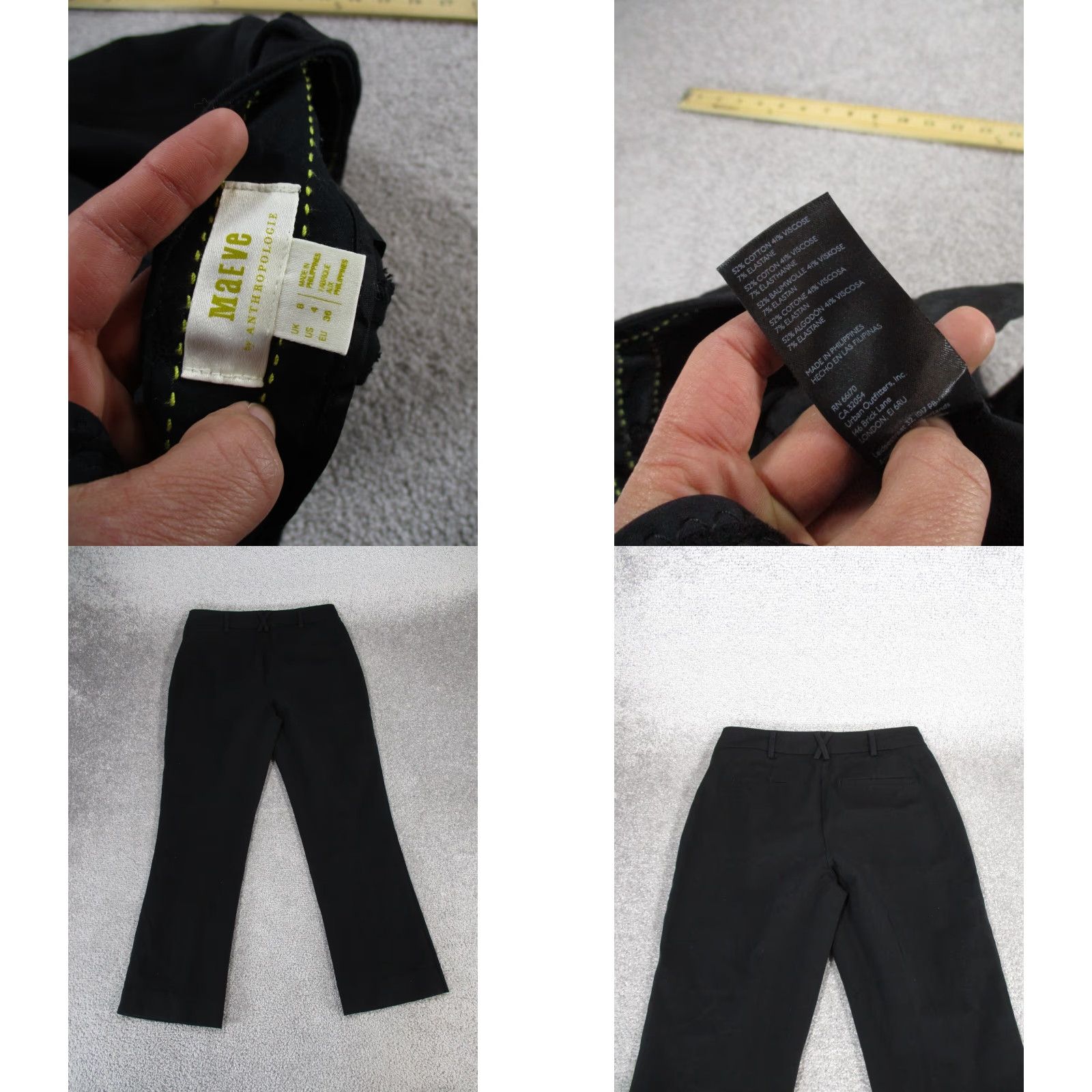 Anthropologie VINTAGE Maeve Anthropologie Dress Pants Womens 4 Black Straight Leg Adult Regular Knit Flat Front Solid 90s Mens Womens? Size 27" / US 4 / IT 40 - 8 Thumbnail