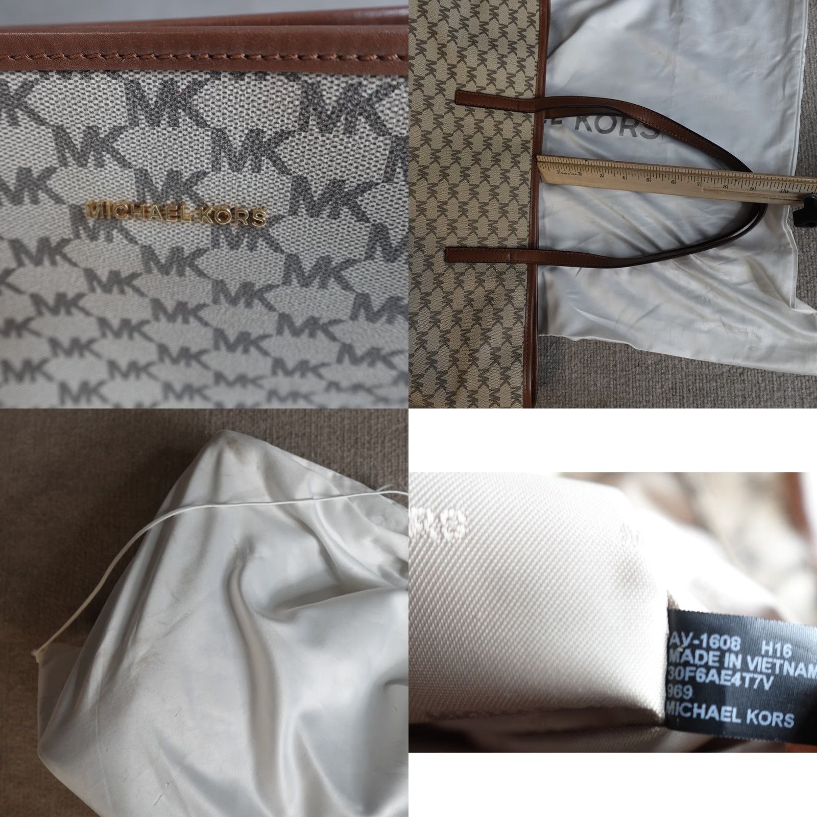 Michael Kors Michael Kors Womens Bag Beige Tote Lined Logo All Over Emry Tote Beige Womens Bag Large Size ONE SIZE - 8 Thumbnail