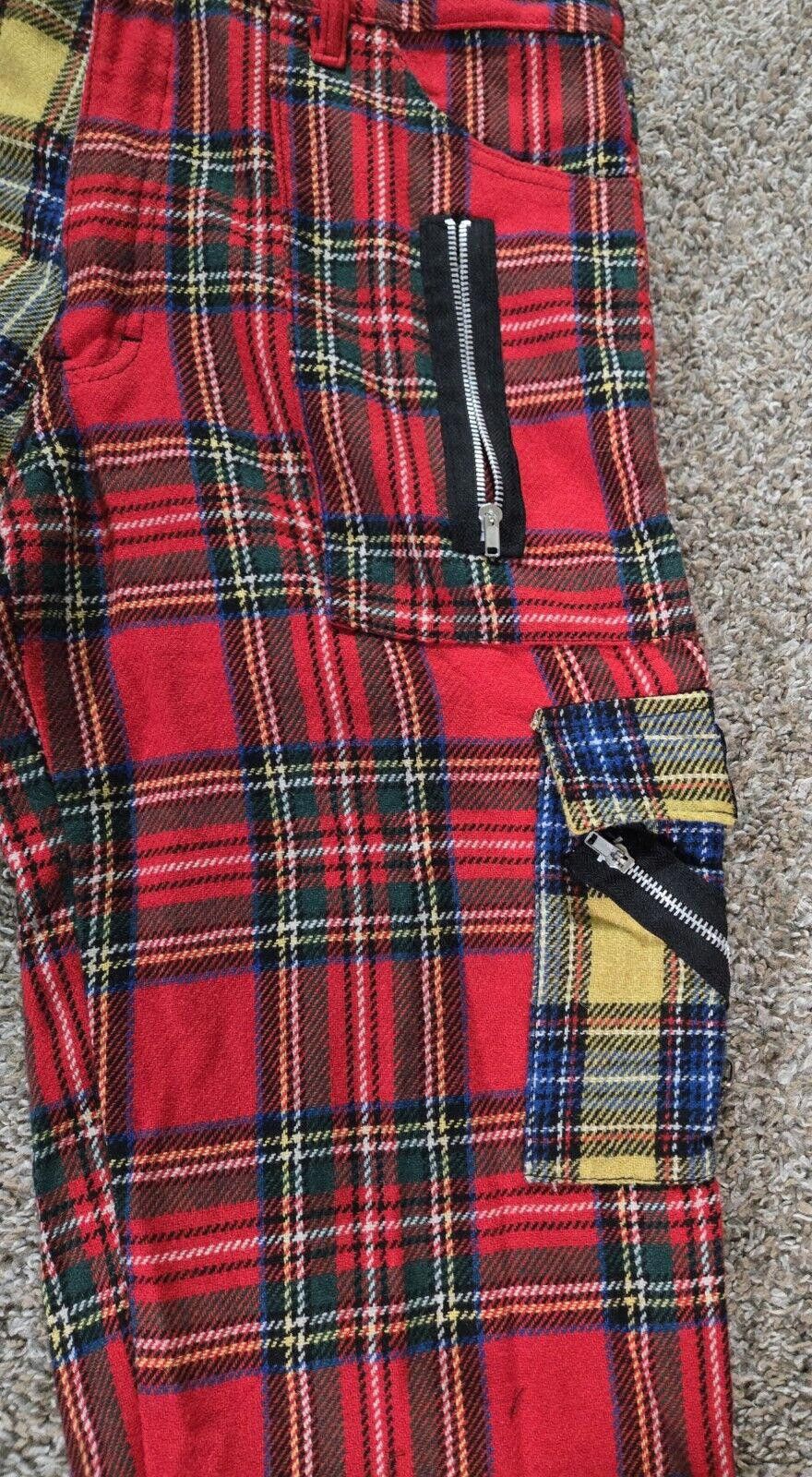 Designer Tiger Of London Plaid Flannel Bondage Zippper Punk Pants 34 Size US 34 / EU 50 - 4 Thumbnail