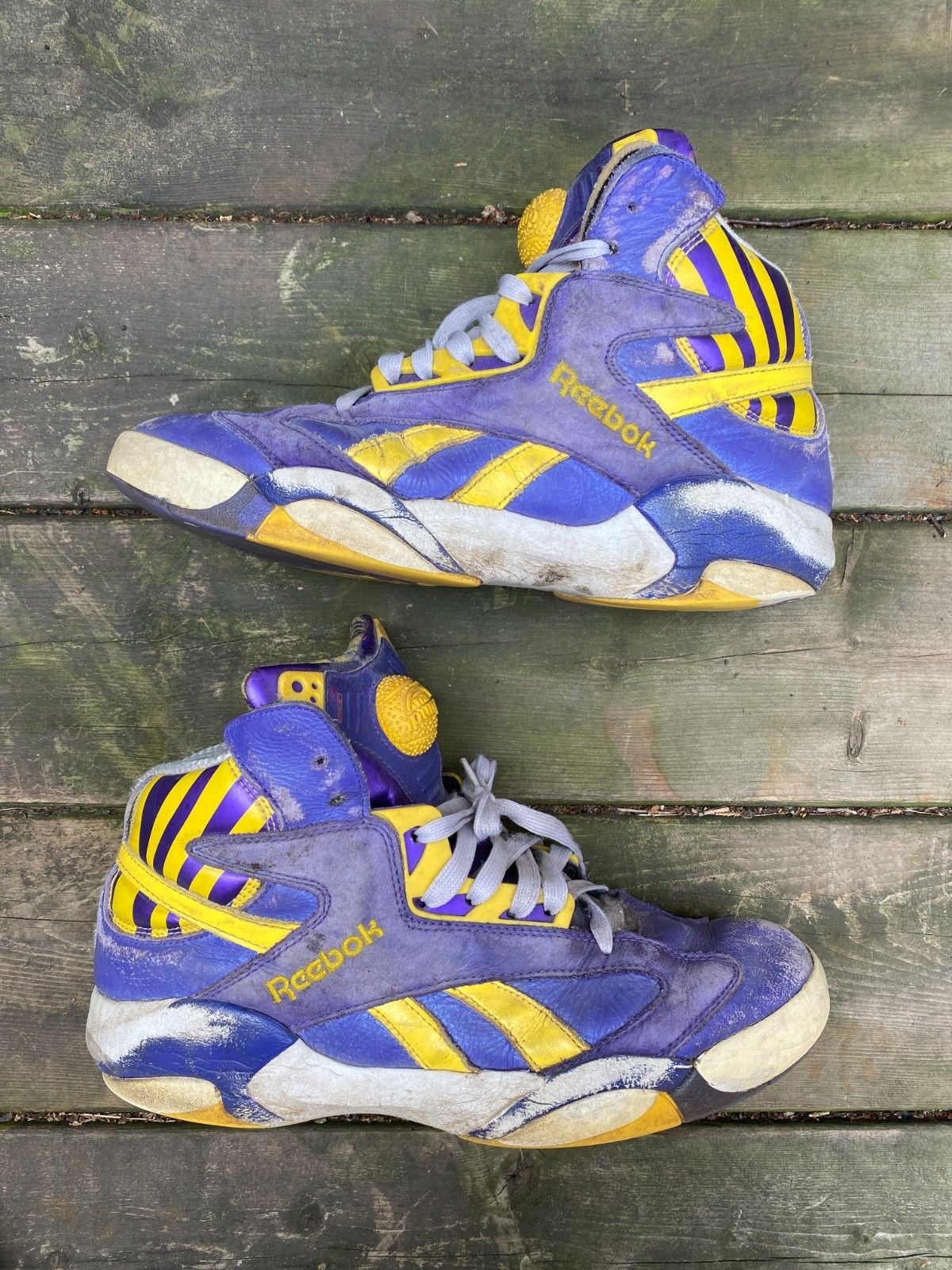 Reebok Vintage Reebok Retro Pump Shaq Attaq LSU Lakers Purple Yell Size US 10 / EU 43 - 3 Thumbnail