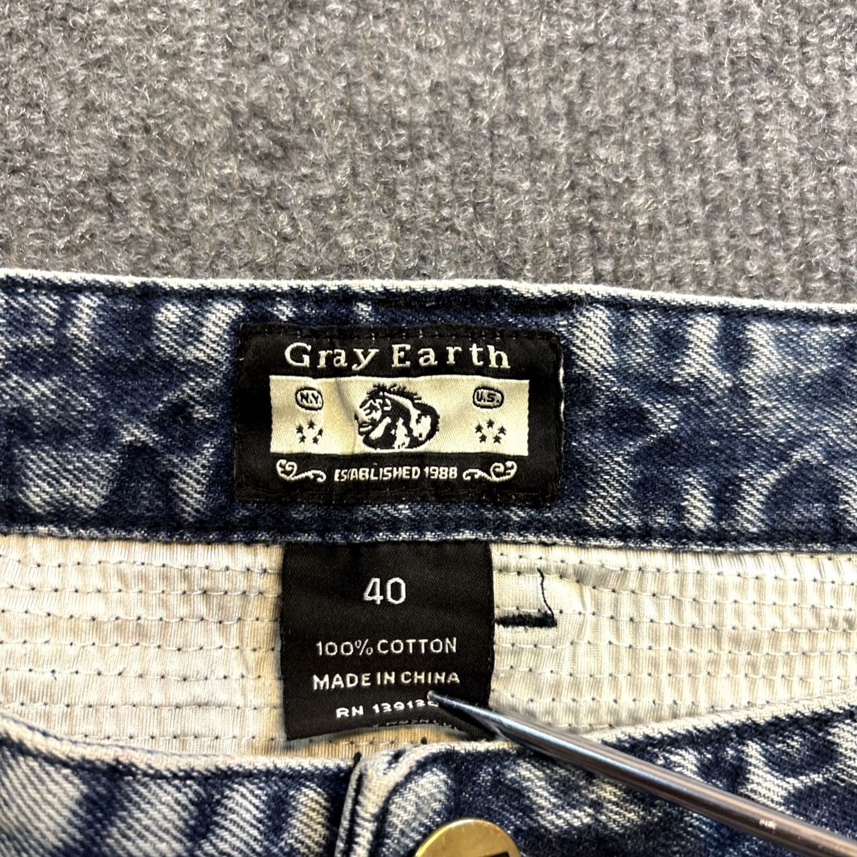 Vintage Gray Earth Moto Acid Washed Jeans Mens W40xL31 Distressed Regular Straight Leg Size US 40 / EU 56 - 5 Thumbnail