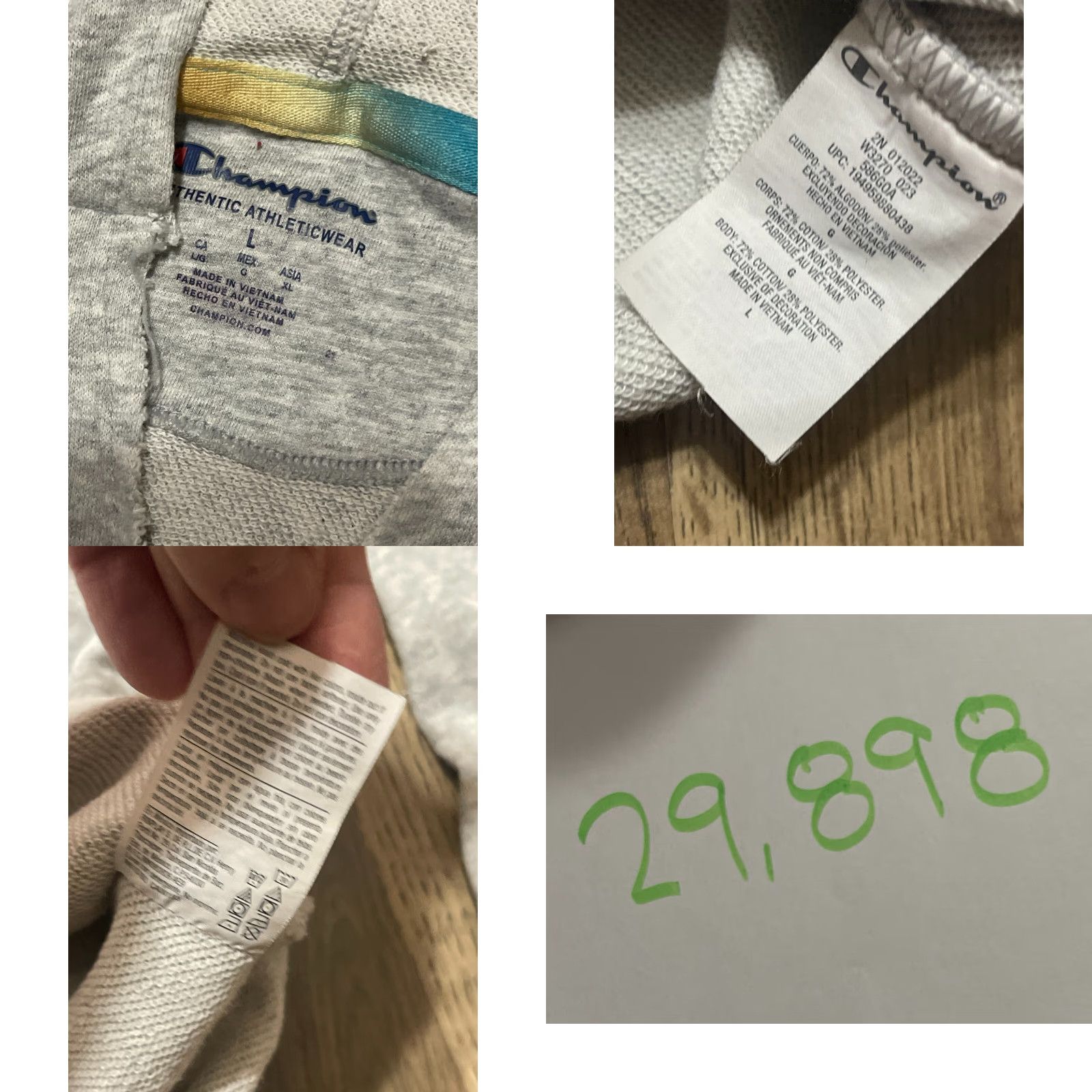 Champion Champion Hoodie Women’s L Gray Pullover V-Neck Crop, Long Sleeve, Casual, Free Return, Regular Fit, Brand Champion, Modern Style Size L / US 10 / IT 46 - 8 Thumbnail