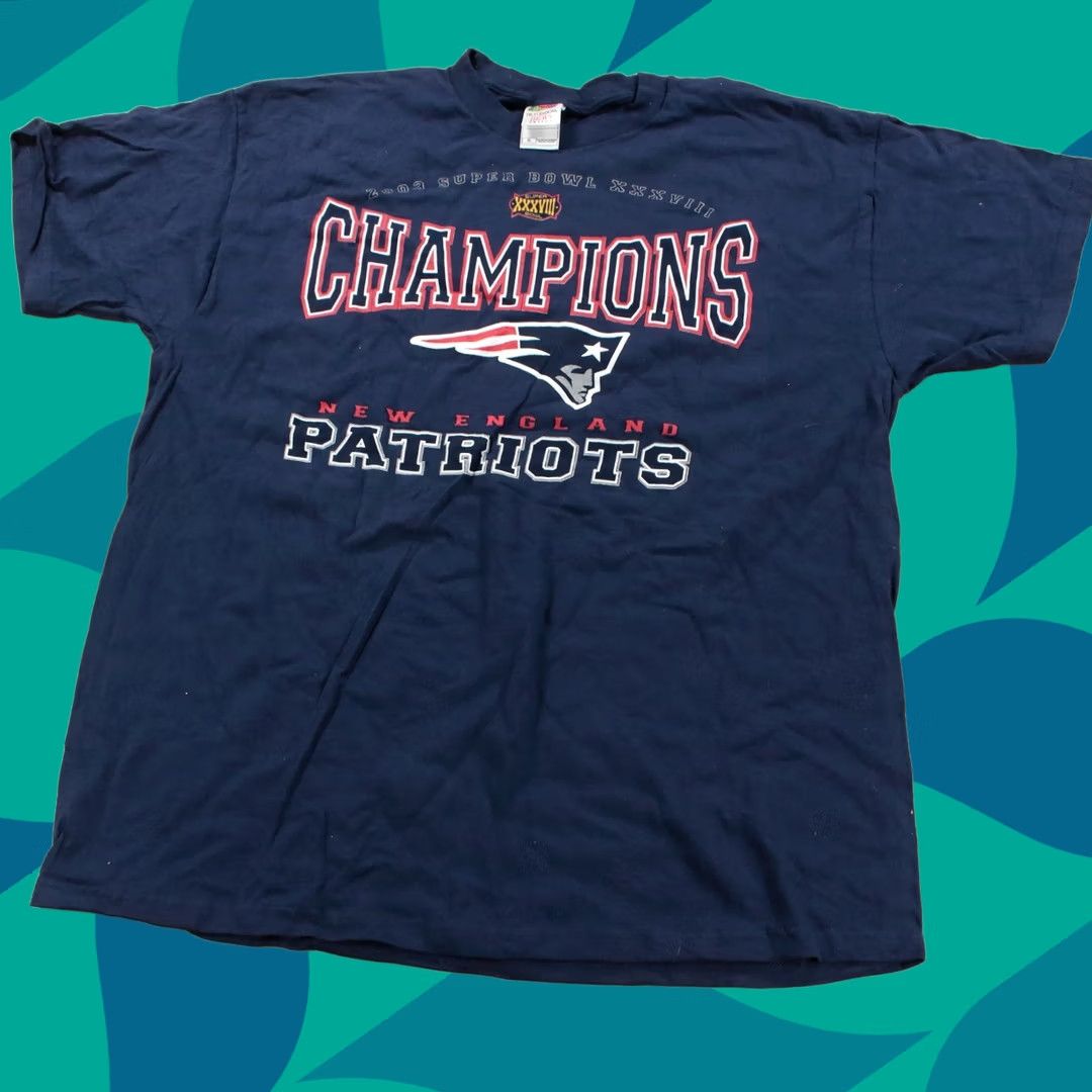 Fruit Of The Loom VINTAGE 2003 Super Bowl 38 t-shirt XL New England Patriots NFL Football Nike? Size US XL / EU 56 / 4 - 1 Thumbnail