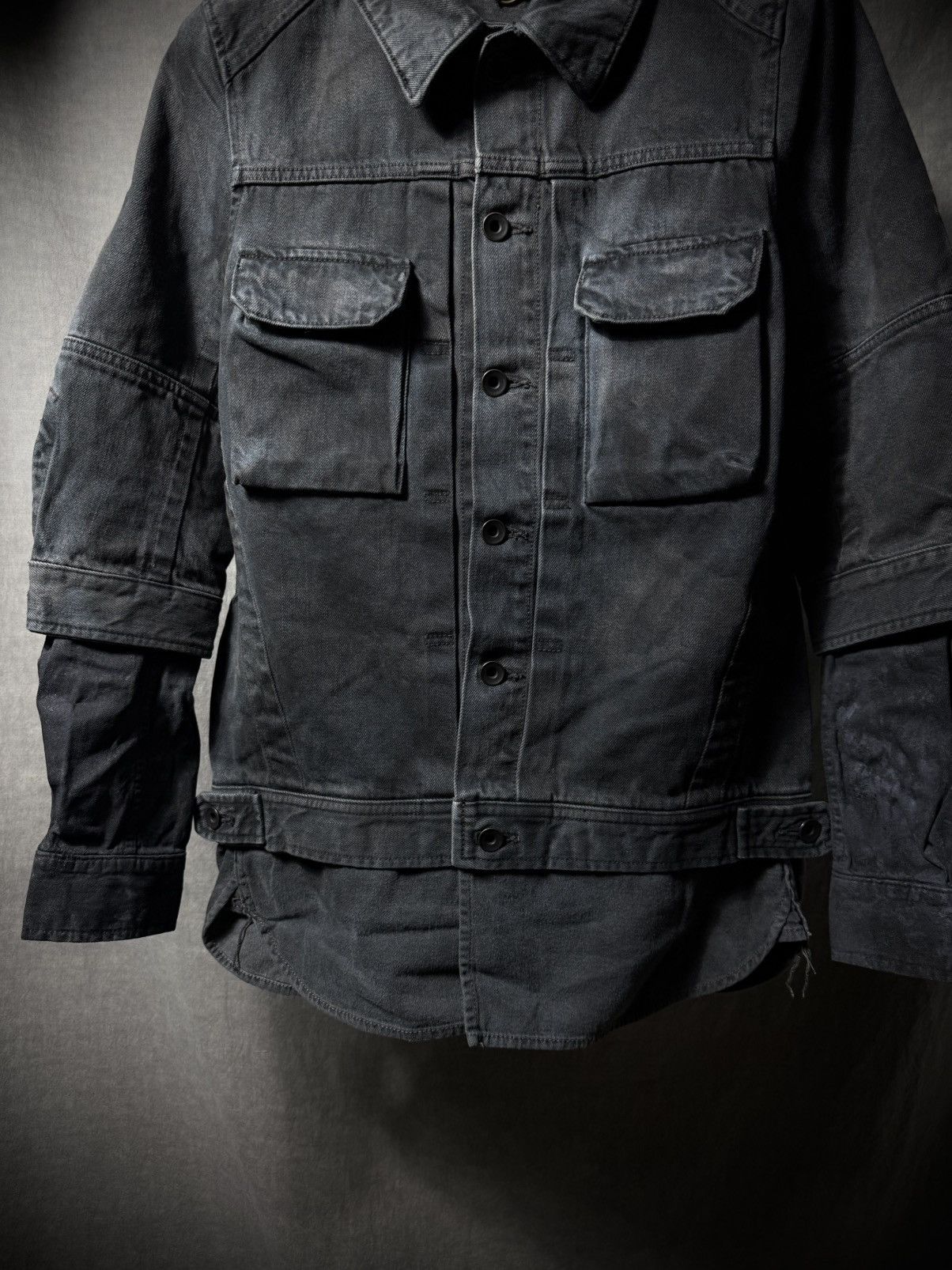 SIVA Siva 2012 Waxed Layered Multi-Panel Denim Jacket Size US S / EU 44-46 / 1 - 3 Thumbnail